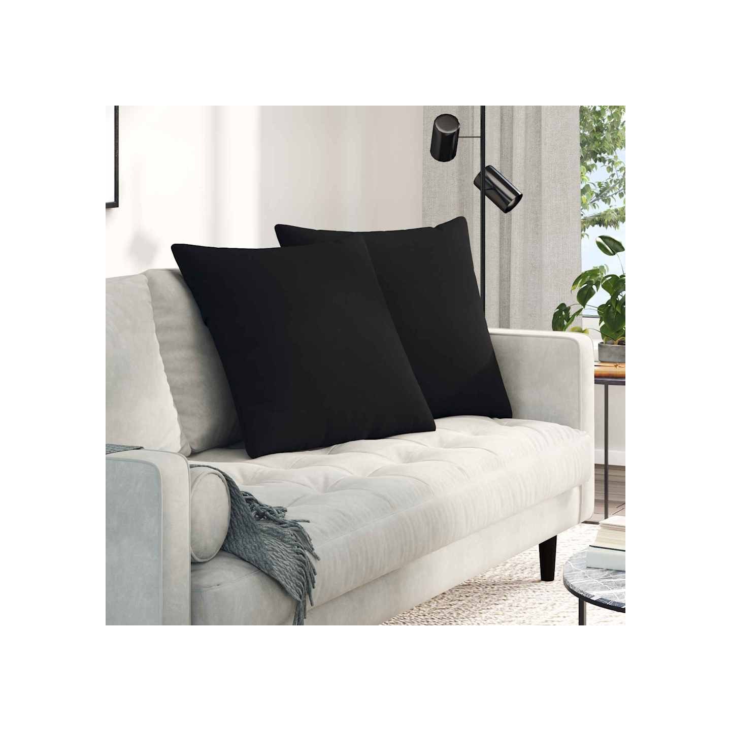 Coussins de canapé 2 pc tissu Noir 80 x 80 cm
