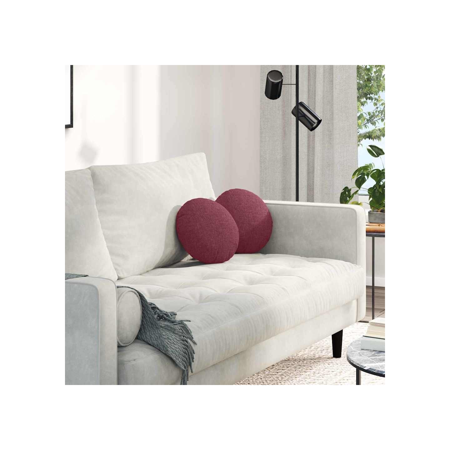 Coussins de siège 2 pc Tissu Bordeaux Ø30 x 13 cm