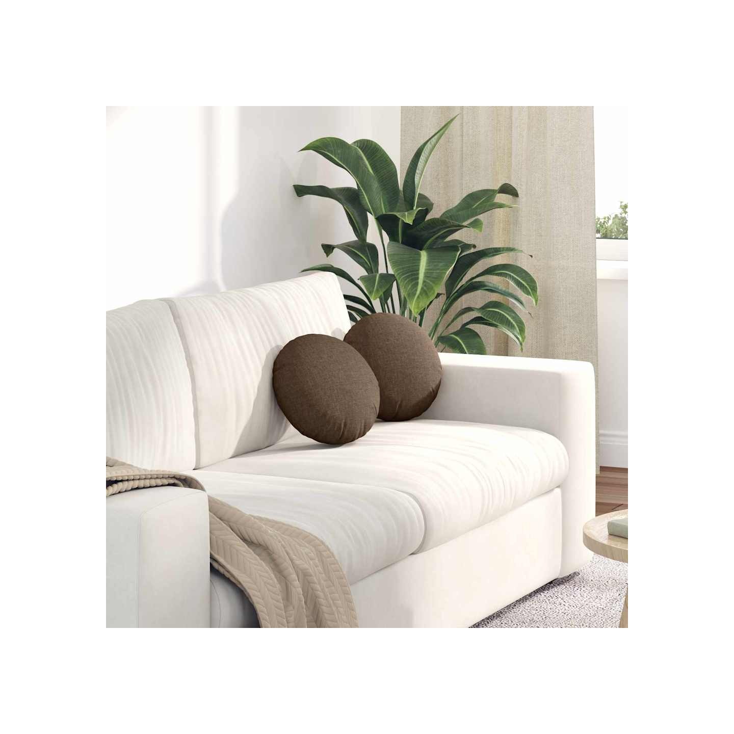 Coussins de siège 2 pc Tissu Marron Ø30 x 13 cm
