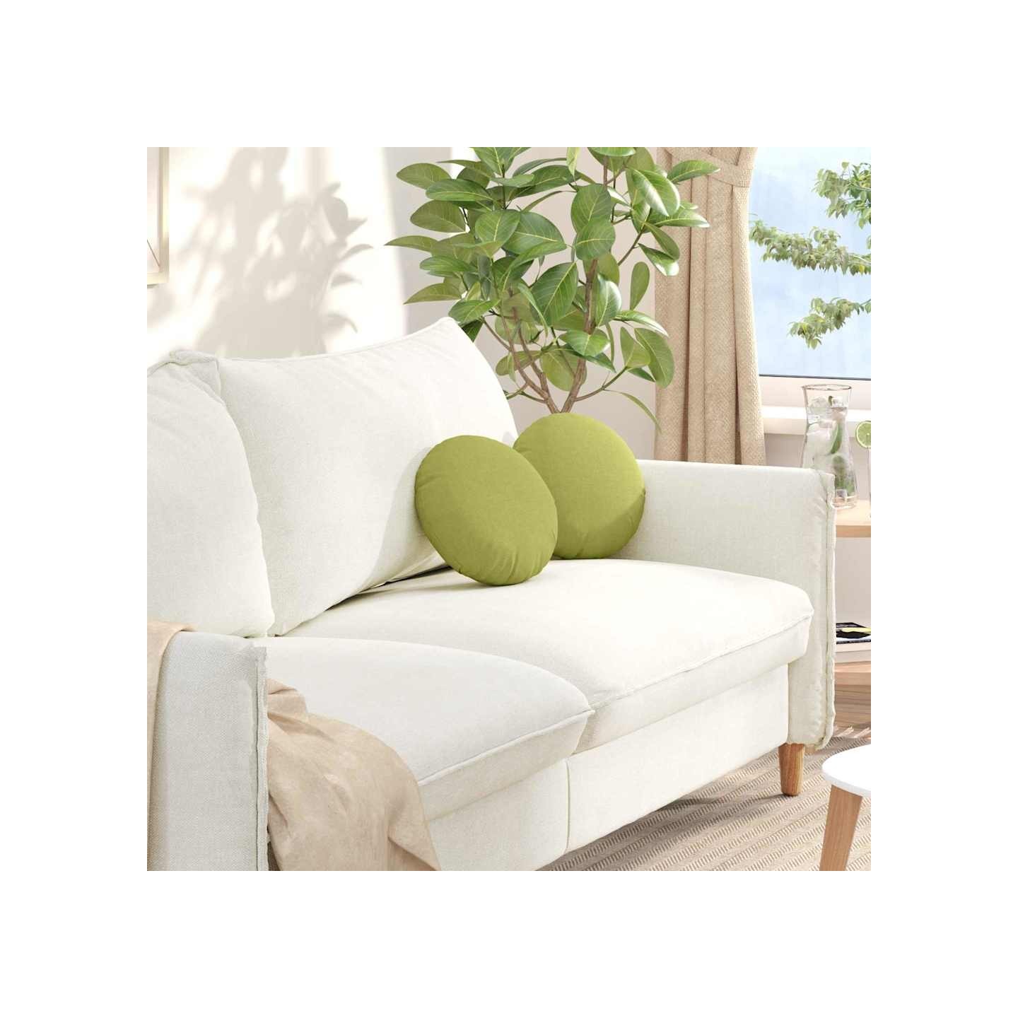 Coussins de siège 2 pc Tissu Vert clair Ø30 x 13 cm