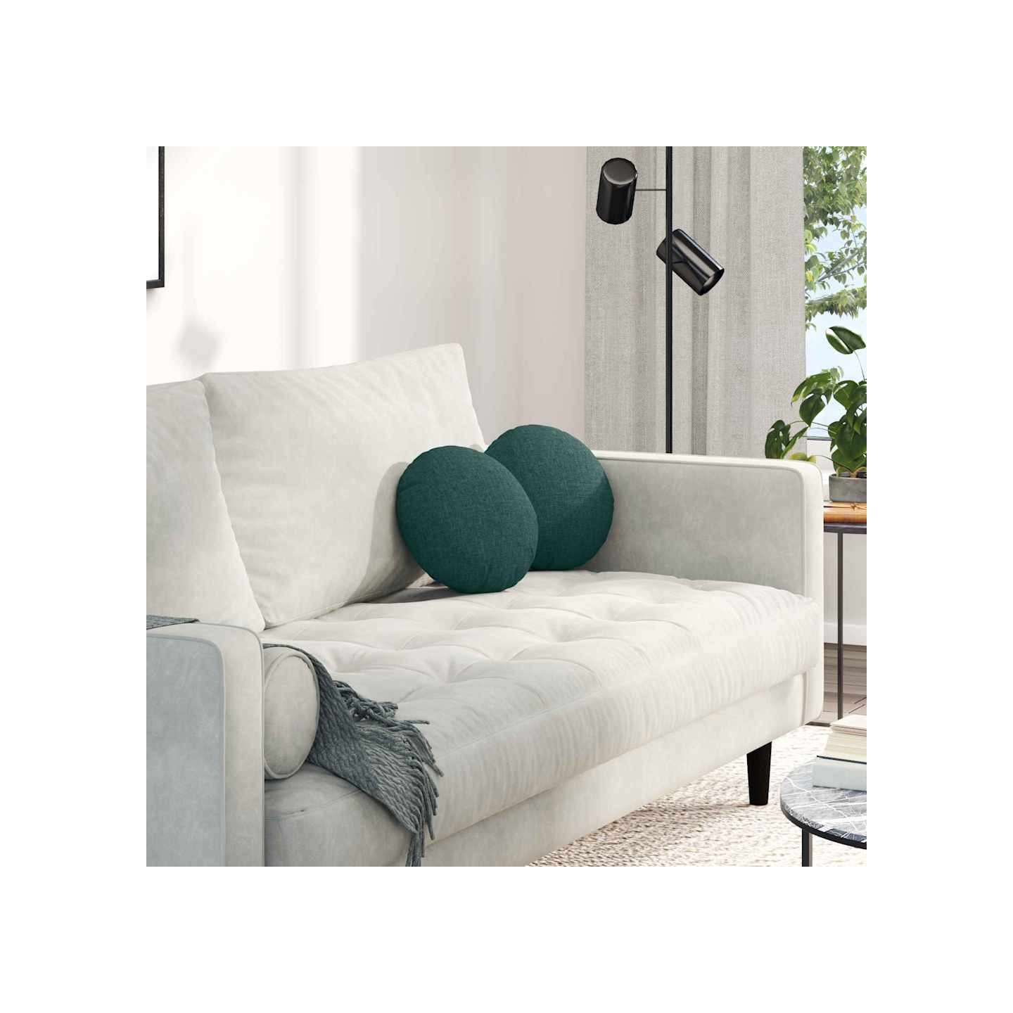 Coussins de siège 2 pc Tissu Vert foncé Ø30 x 13 cm