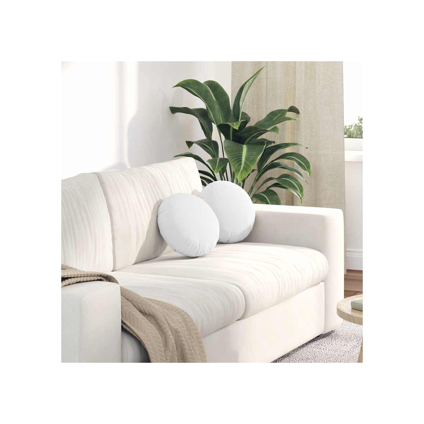 Coussins de siège 2 pc Tissu Blanc Ø30 x 13 cm