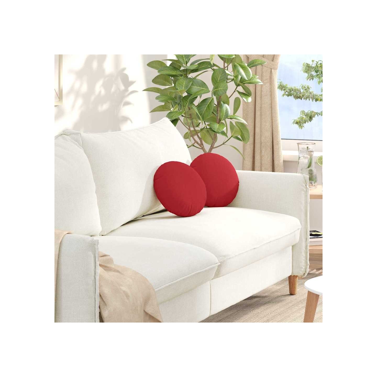 Coussins de siège 2 pc Tissu Rouge Ø30 x 13 cm
