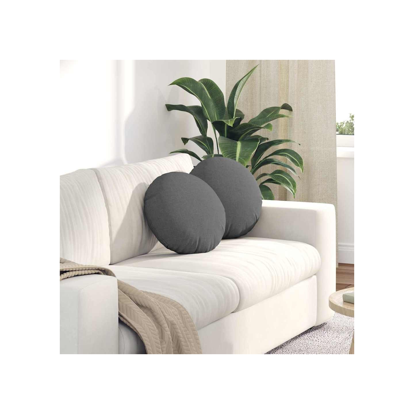 Coussins de siège 2 pc Tissu Gris foncé Ø40 x 13 cm
