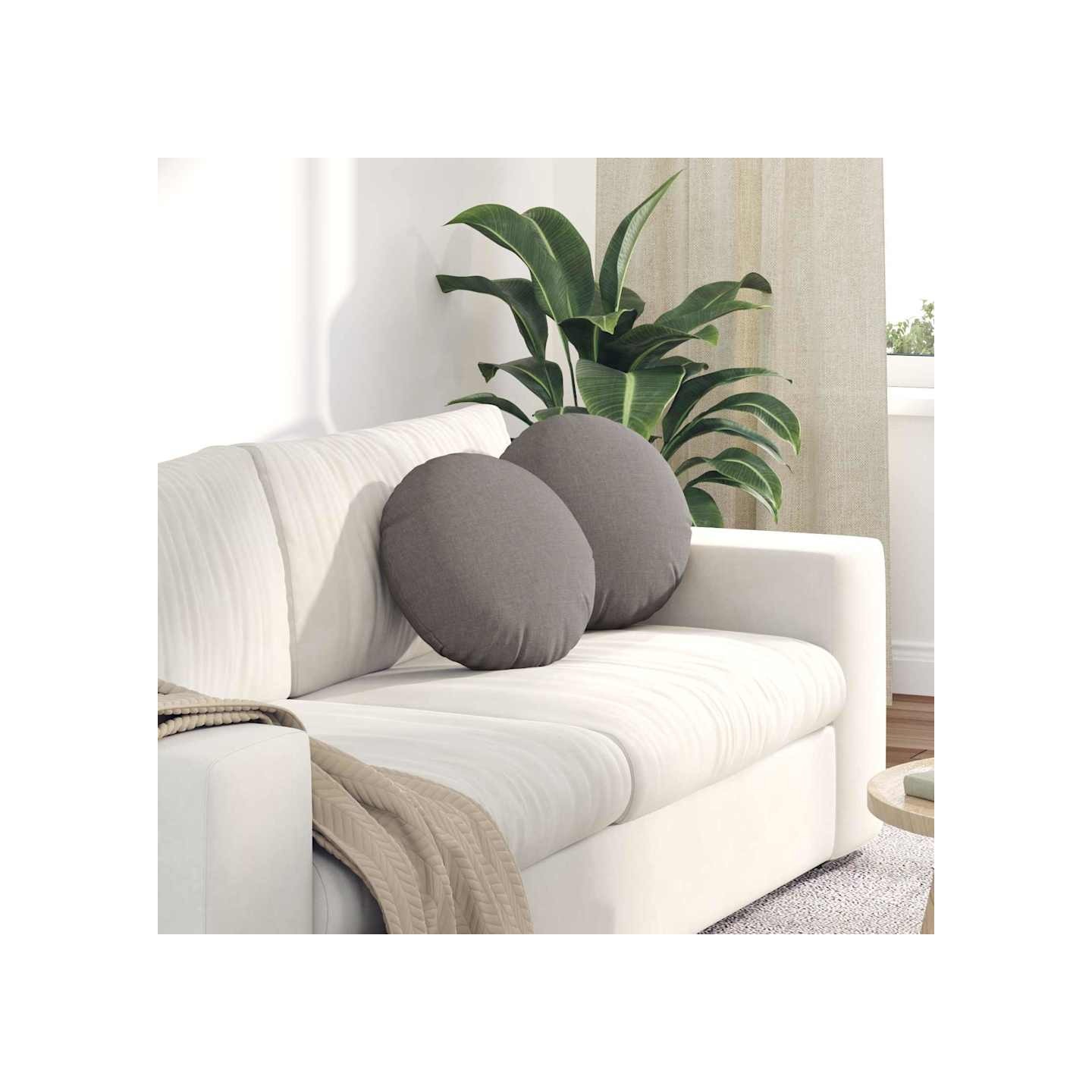 Coussins de siège 2 pc Tissu Taupe Ø40 x 13 cm