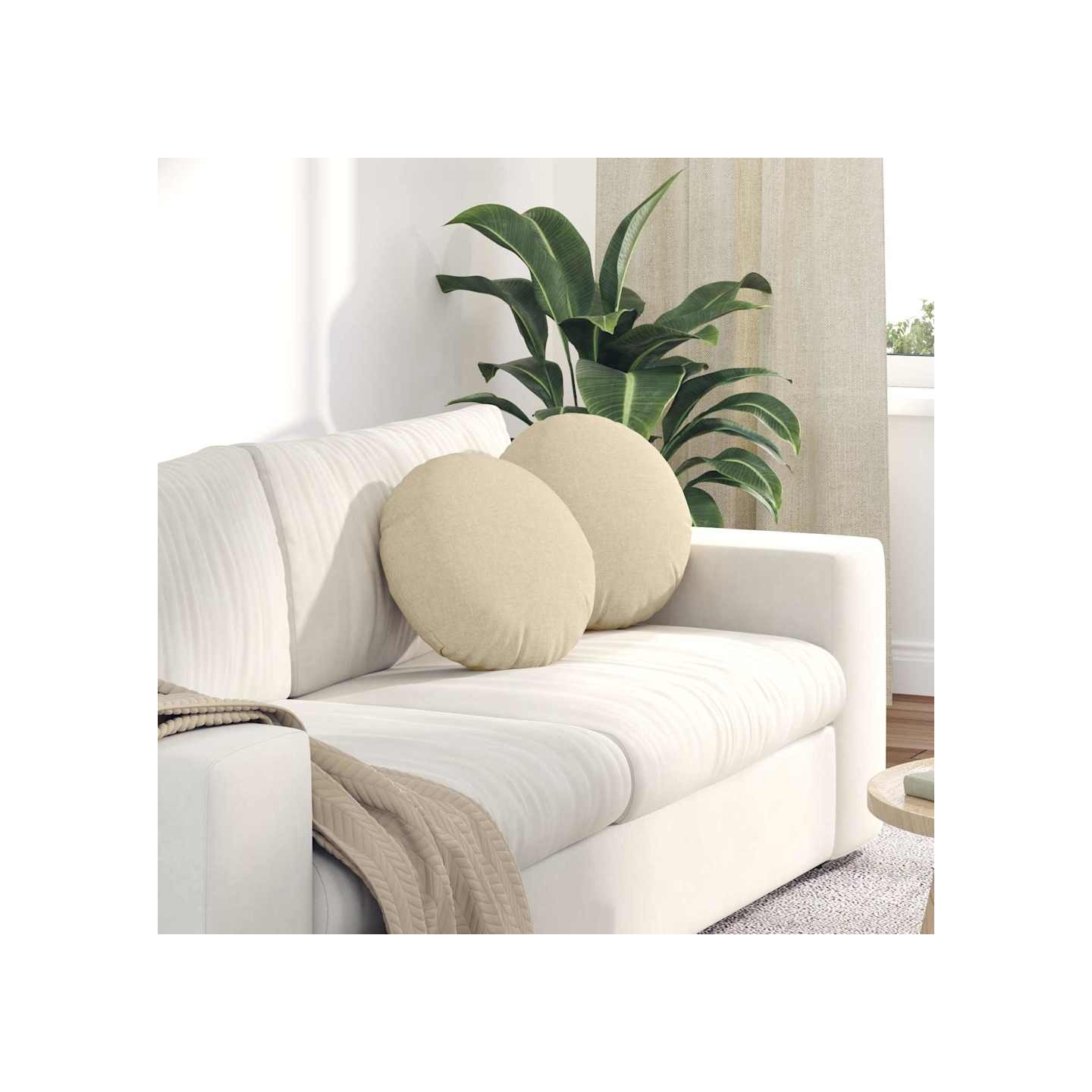 Coussins de siège 2 pc Tissu Crème Ø40 x 13 cm