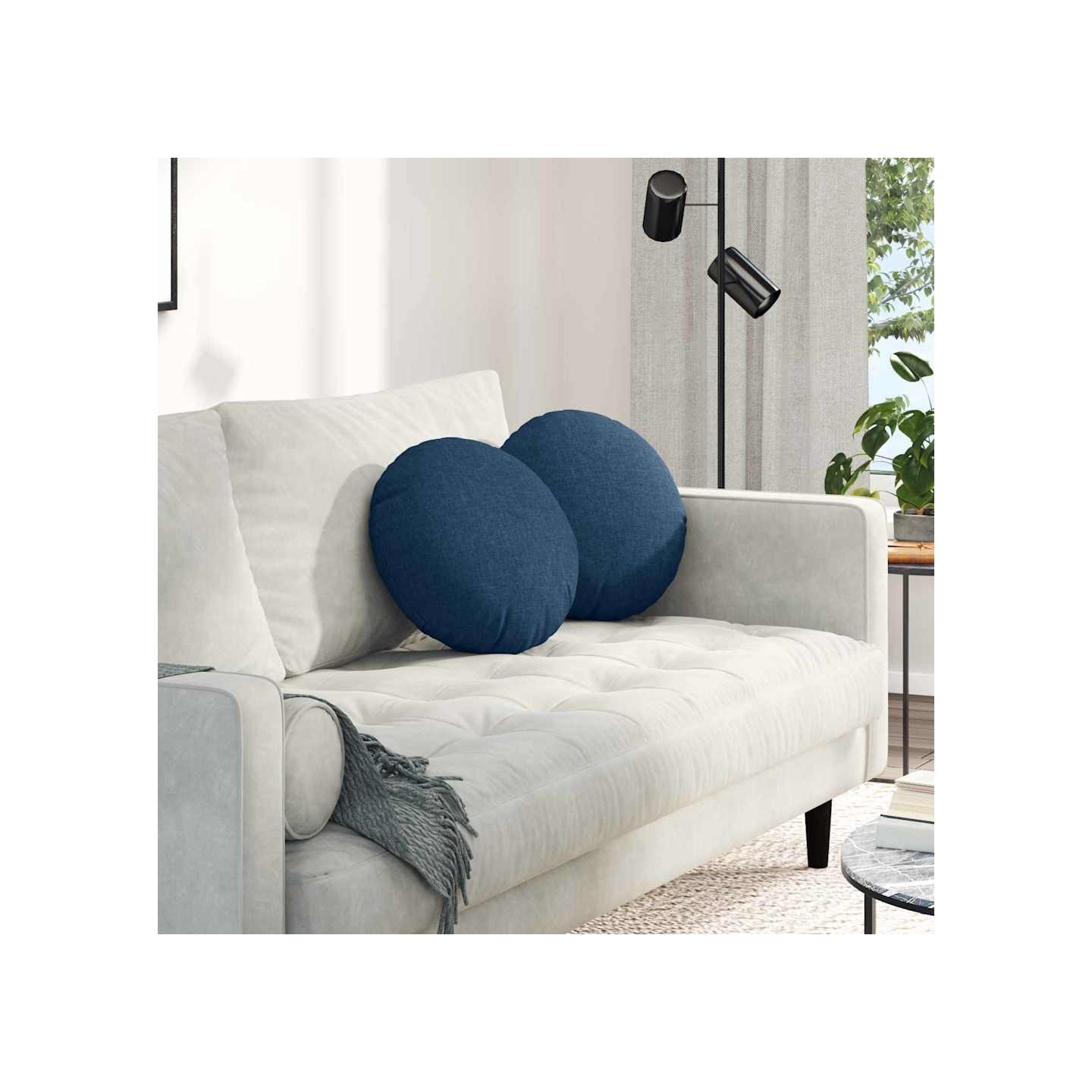 Coussins de siège 2 pc Tissu Bleu Ø40 x 13 cm