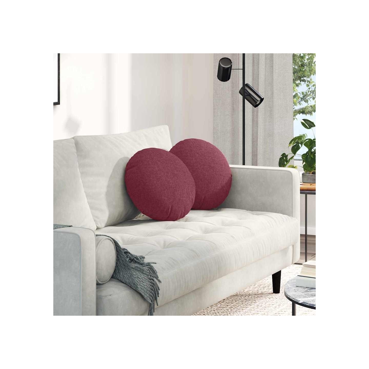 Coussins de siège 2 pc Tissu Bordeaux Ø40 x 13 cm