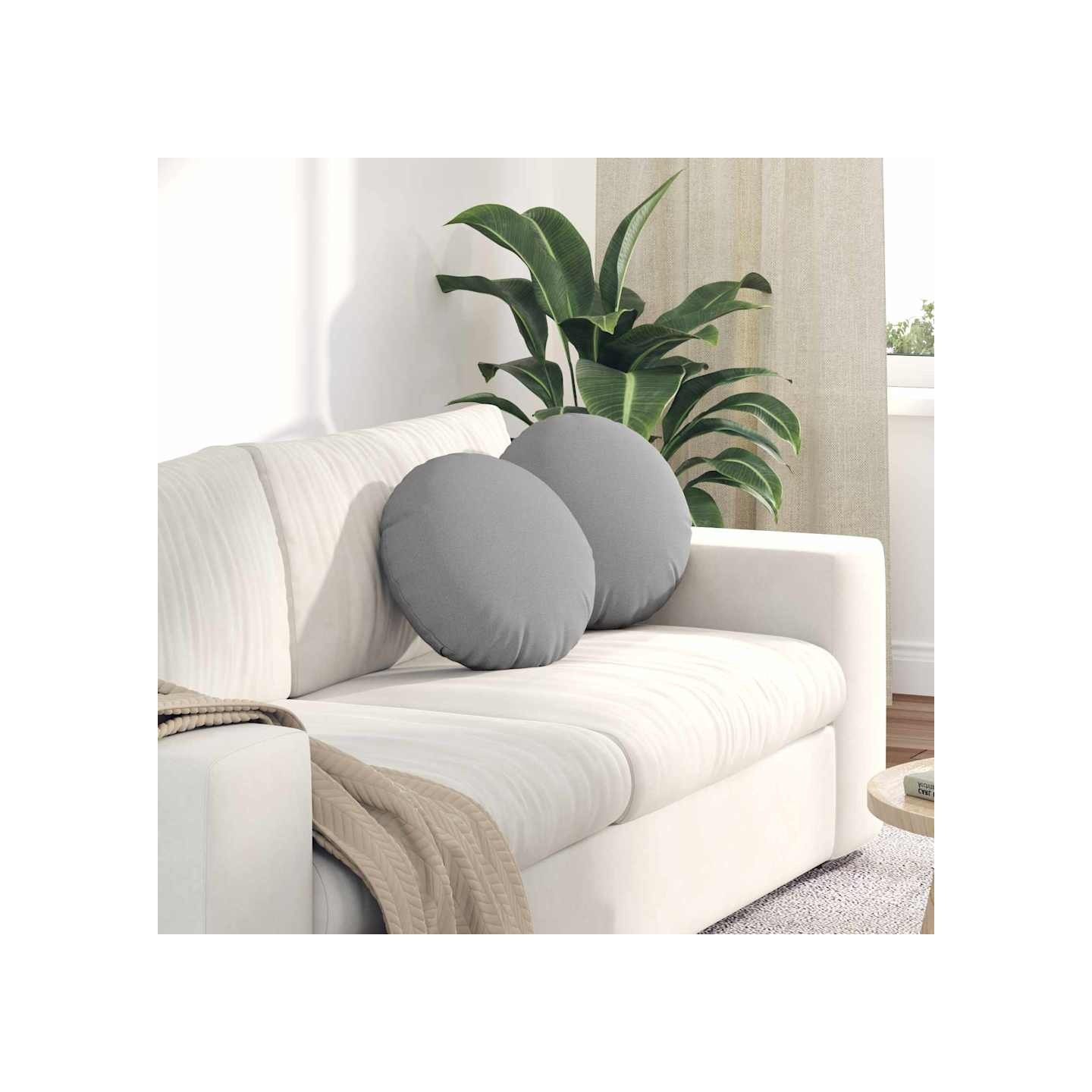 Coussins de siège 2 pc Tissu Gris nuage Ø40 x 13 cm