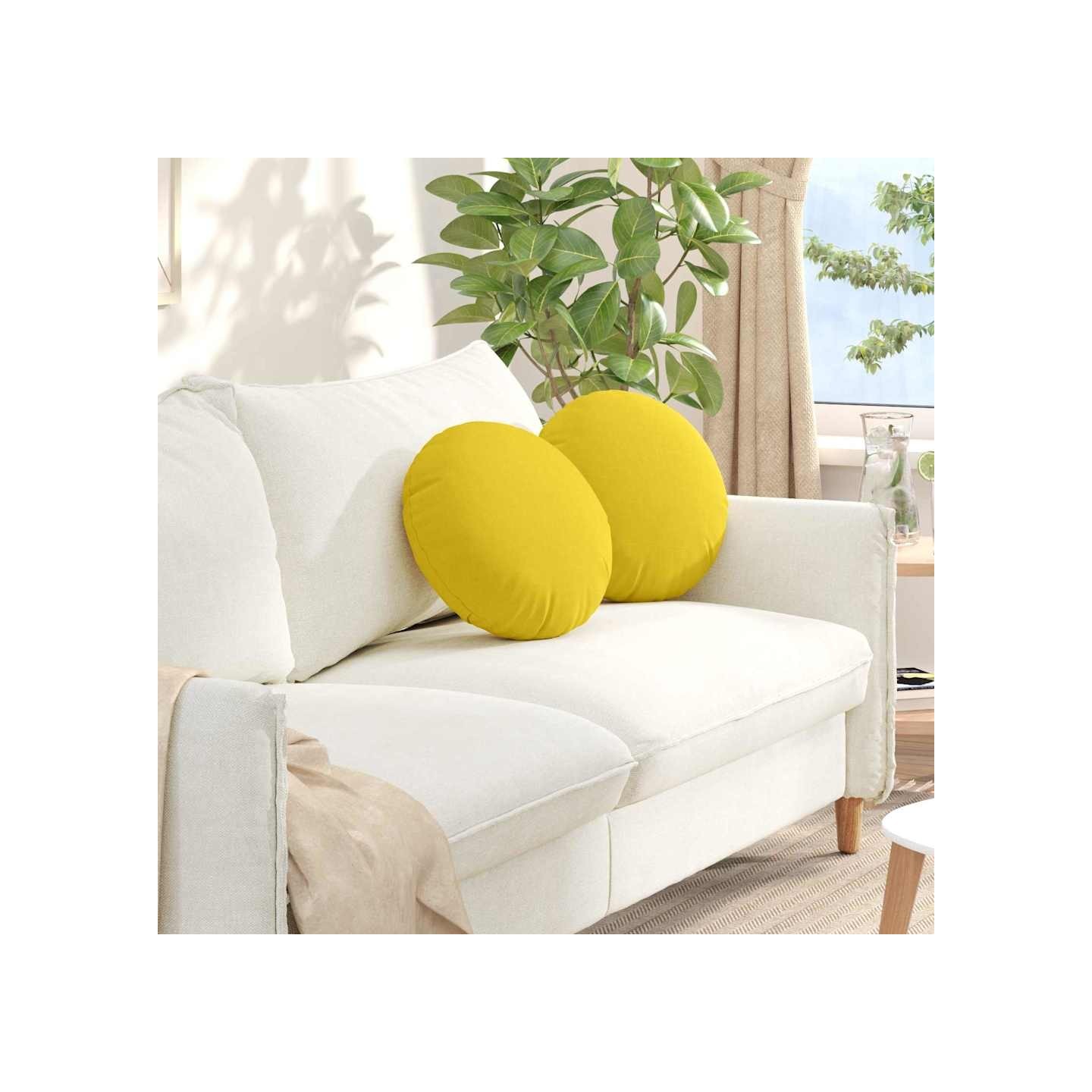 Coussins de siège 2 pc Tissu Jaune clair Ø40 x 13 cm