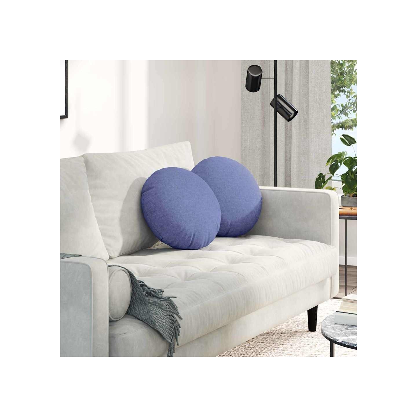 Coussins de siège 2 pc Tissu Bleu denim Ø40 x 13 cm