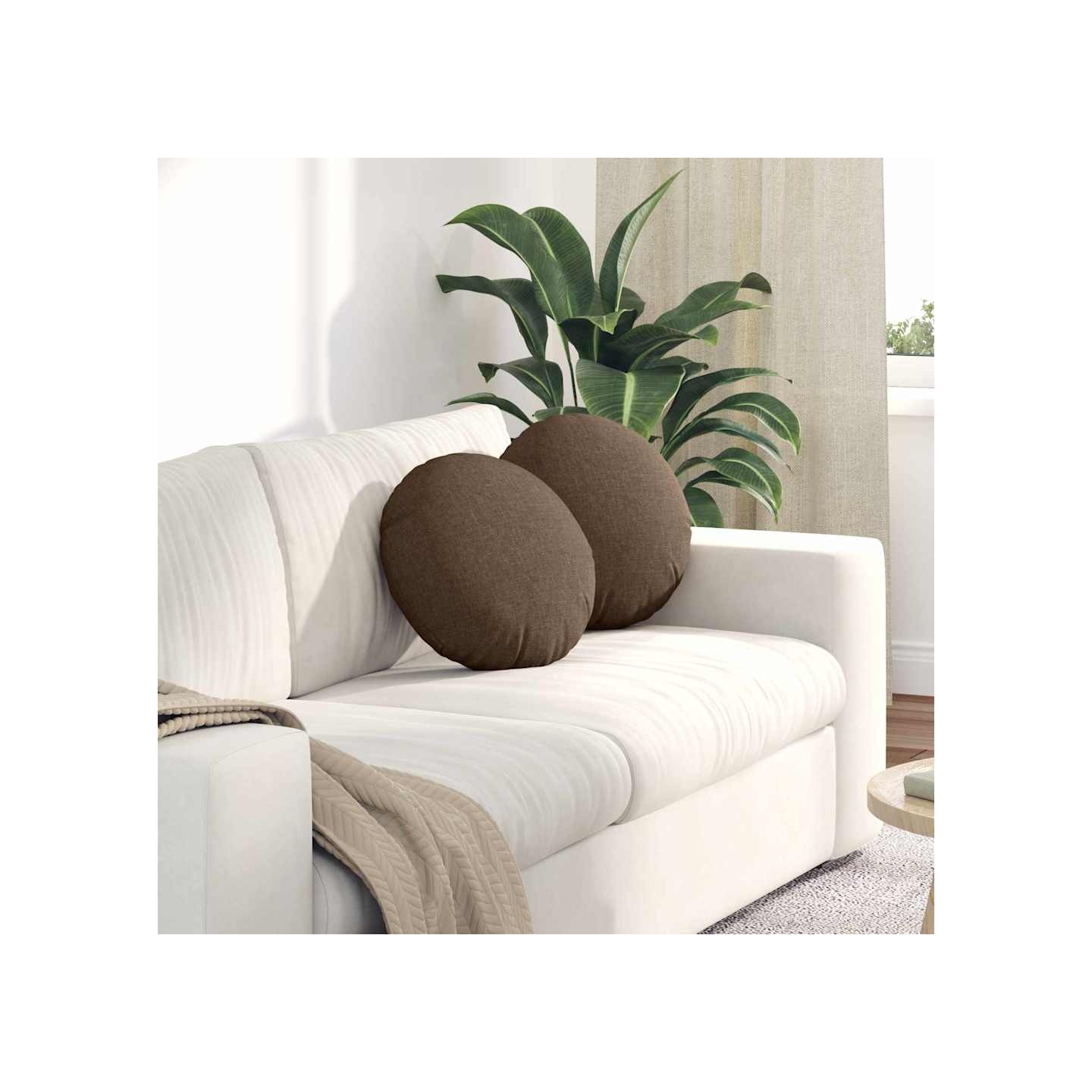 Coussins de siège 2 pc Tissu Marron Ø40 x 13 cm