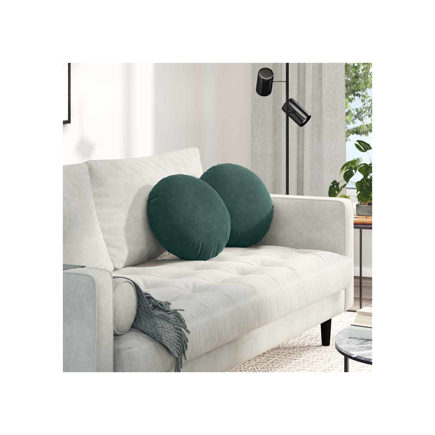 Coussins de siège 2 pcs Vert foncé Ø 40 x 13 cm Velours