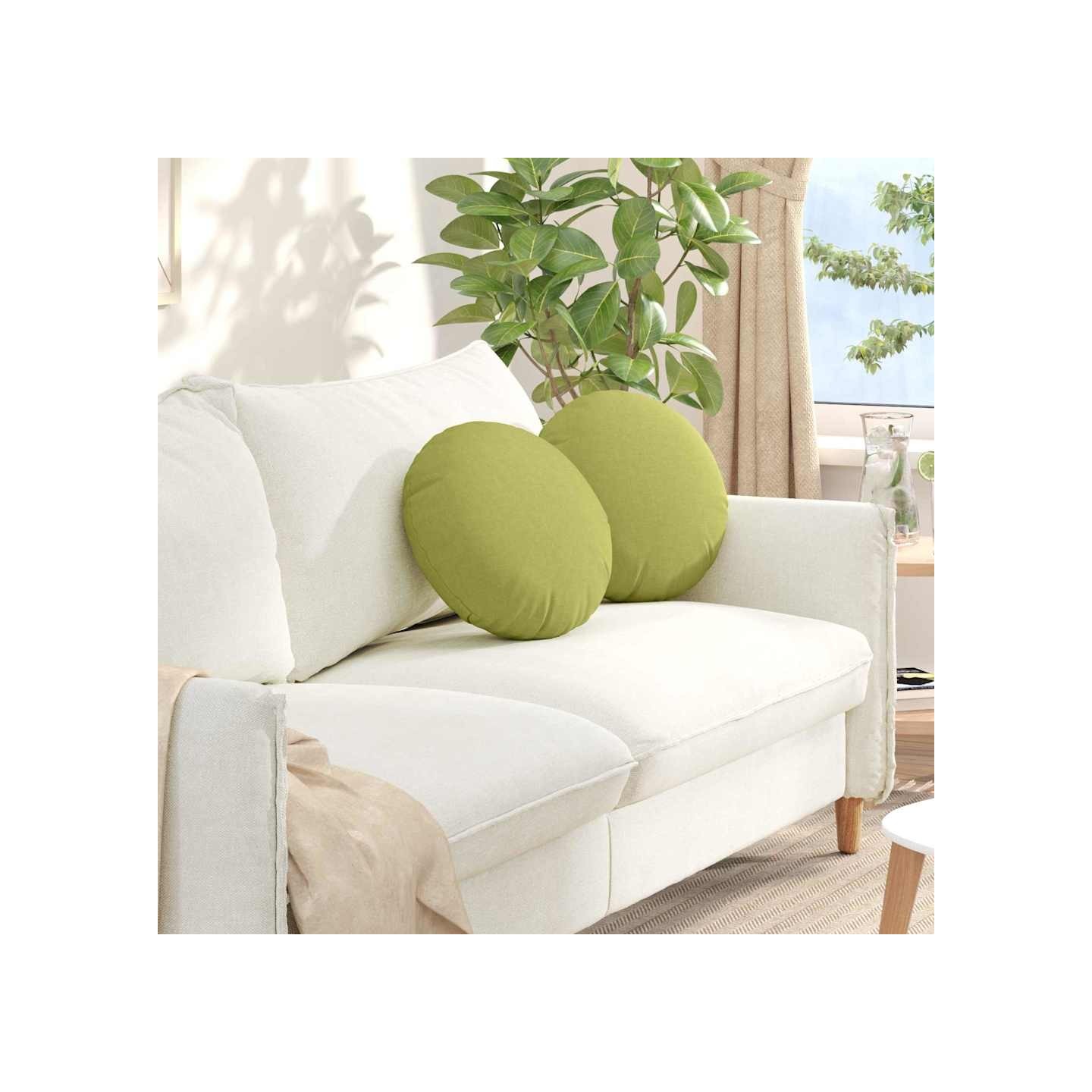 Coussins de siège 2 pc Tissu Vert clair Ø40 x 13 cm