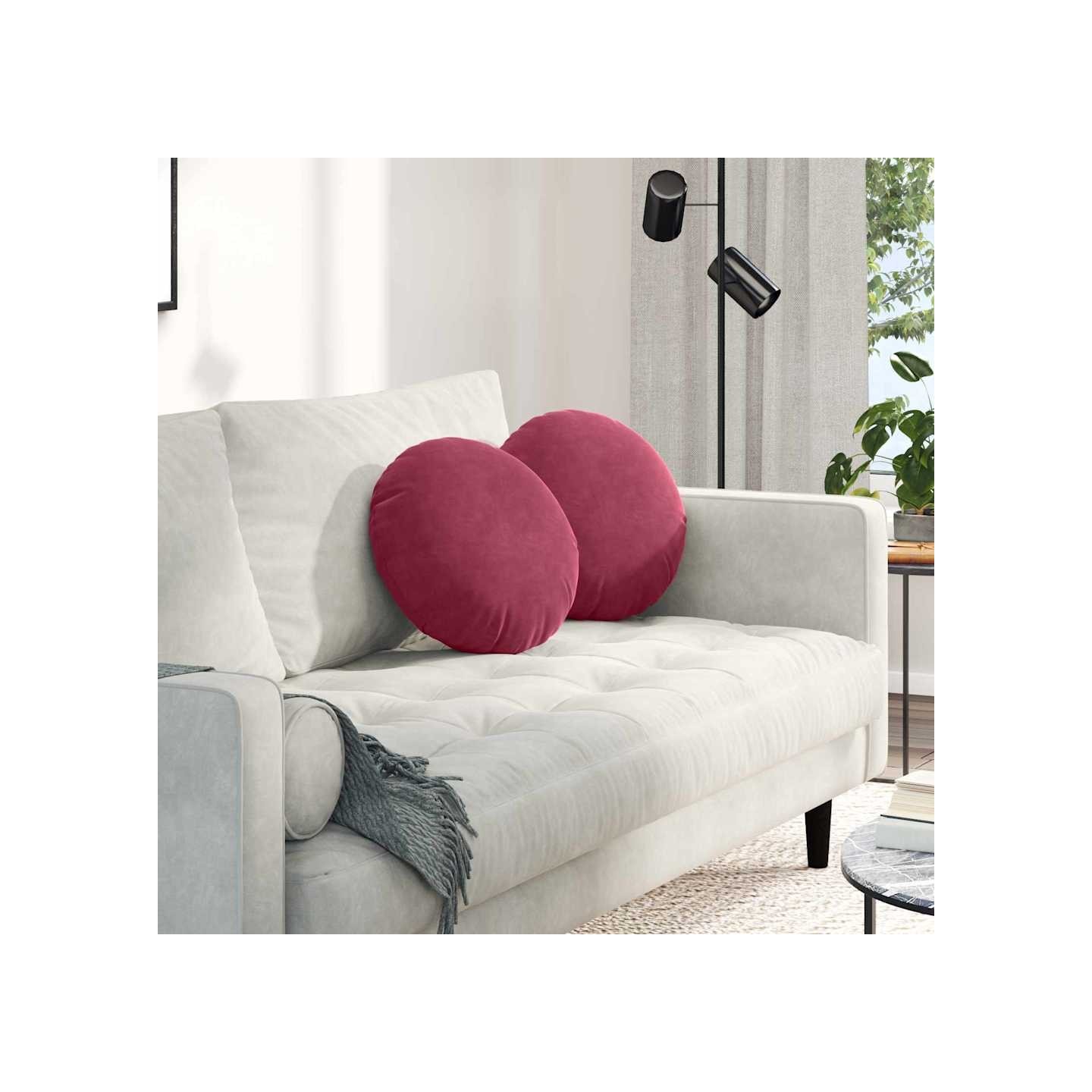 Coussins de siège 2 pcs Bordeaux Ø 40 x 13 cm Velours