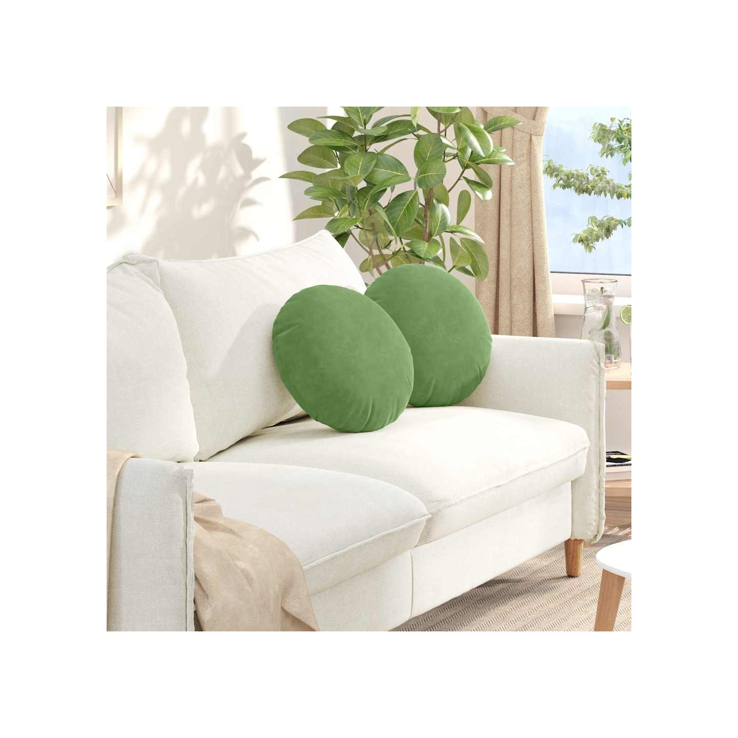 Coussins de siège 2 pcs Vert clair Ø 40 x 13 cm Velours