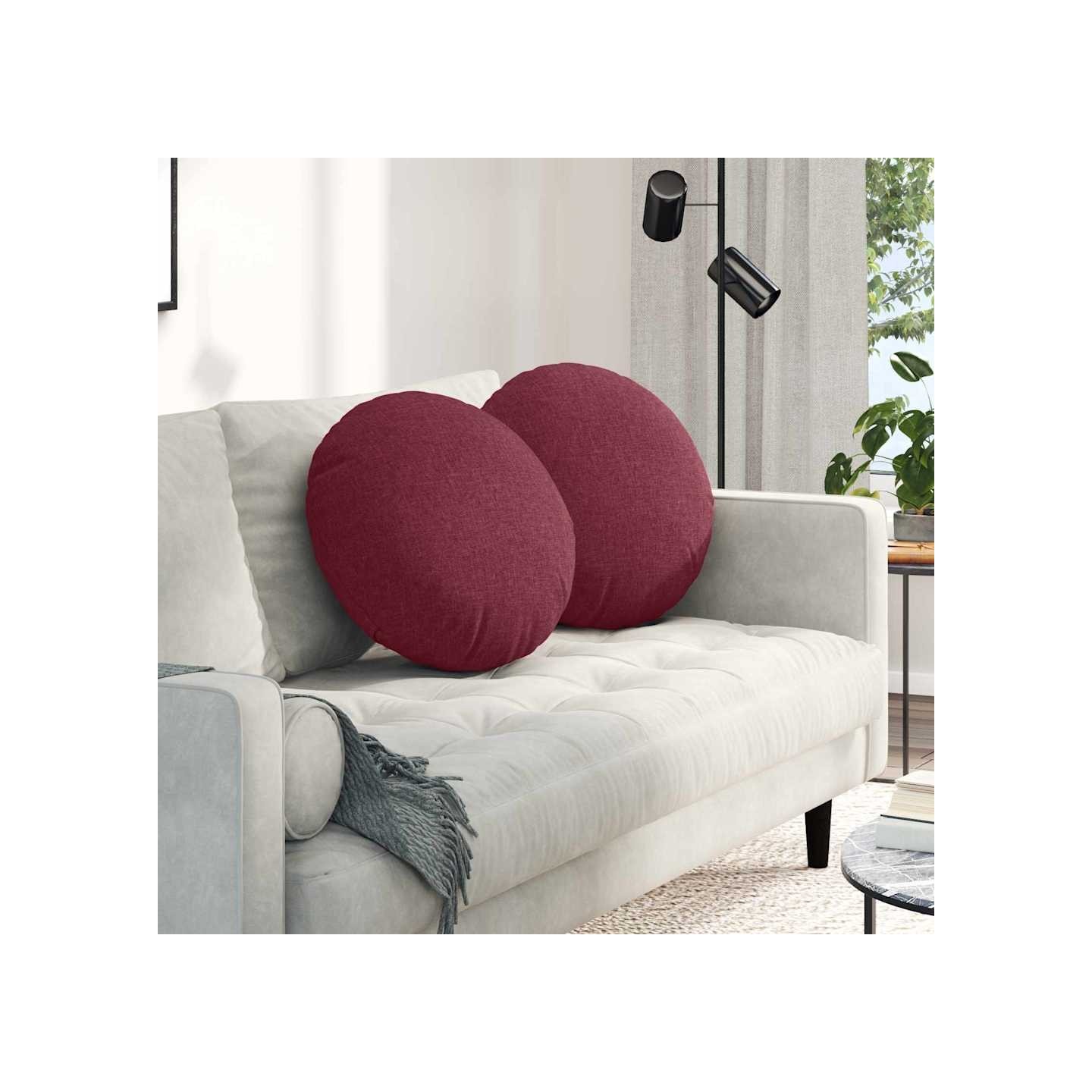 Coussins de siège 2 pc Tissu Bordeaux Ø50 x 19 cm
