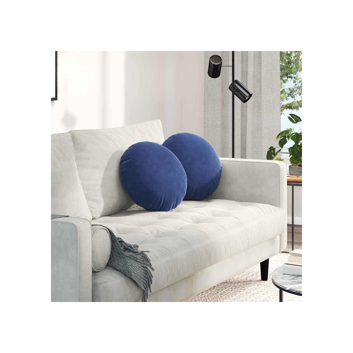Coussins de siège 2 pcs Bleu police Ø 40 x 13 cm Velours