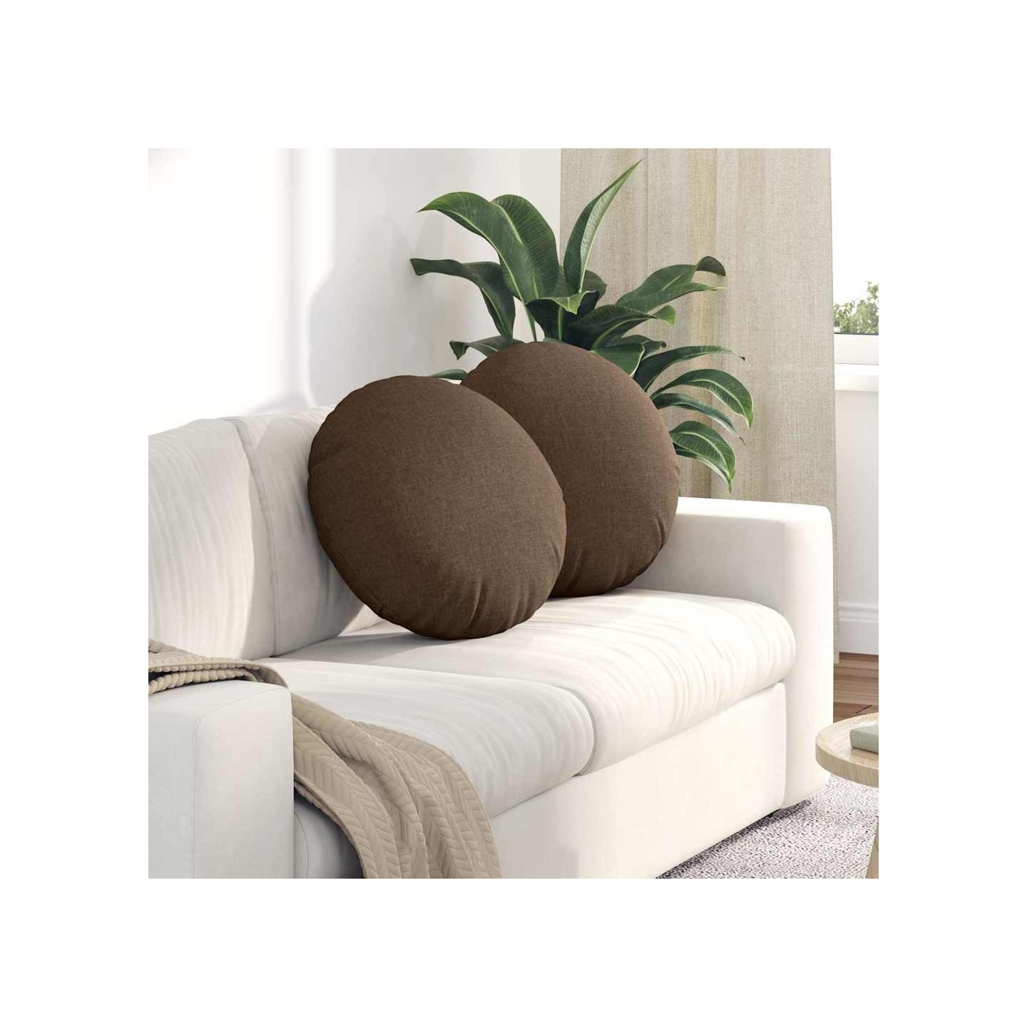 Coussins de siège 2 pc Tissu Marron Ø50 x 19 cm