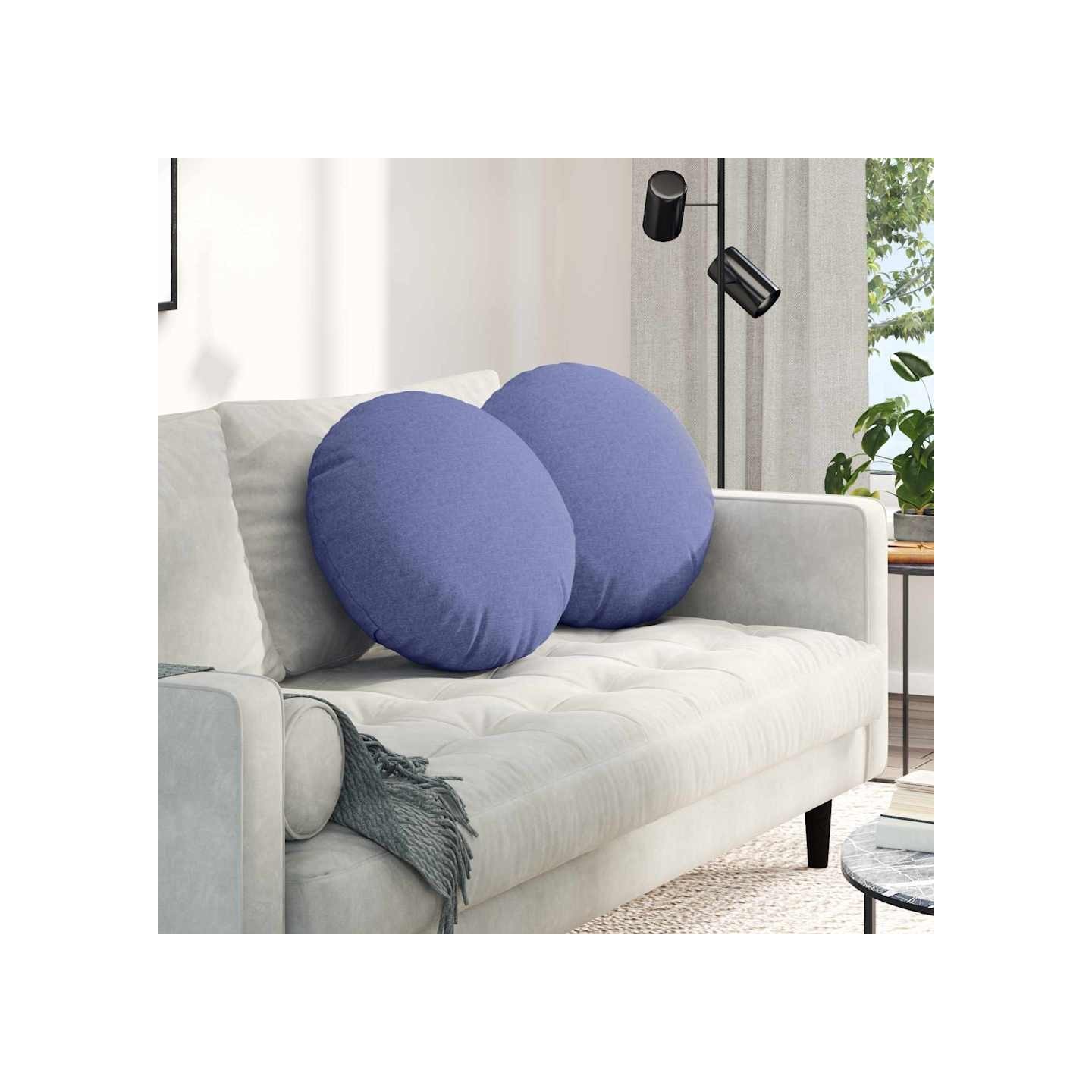 Coussins de siège 2 pc Tissu Bleu denim Ø50 x 19 cm