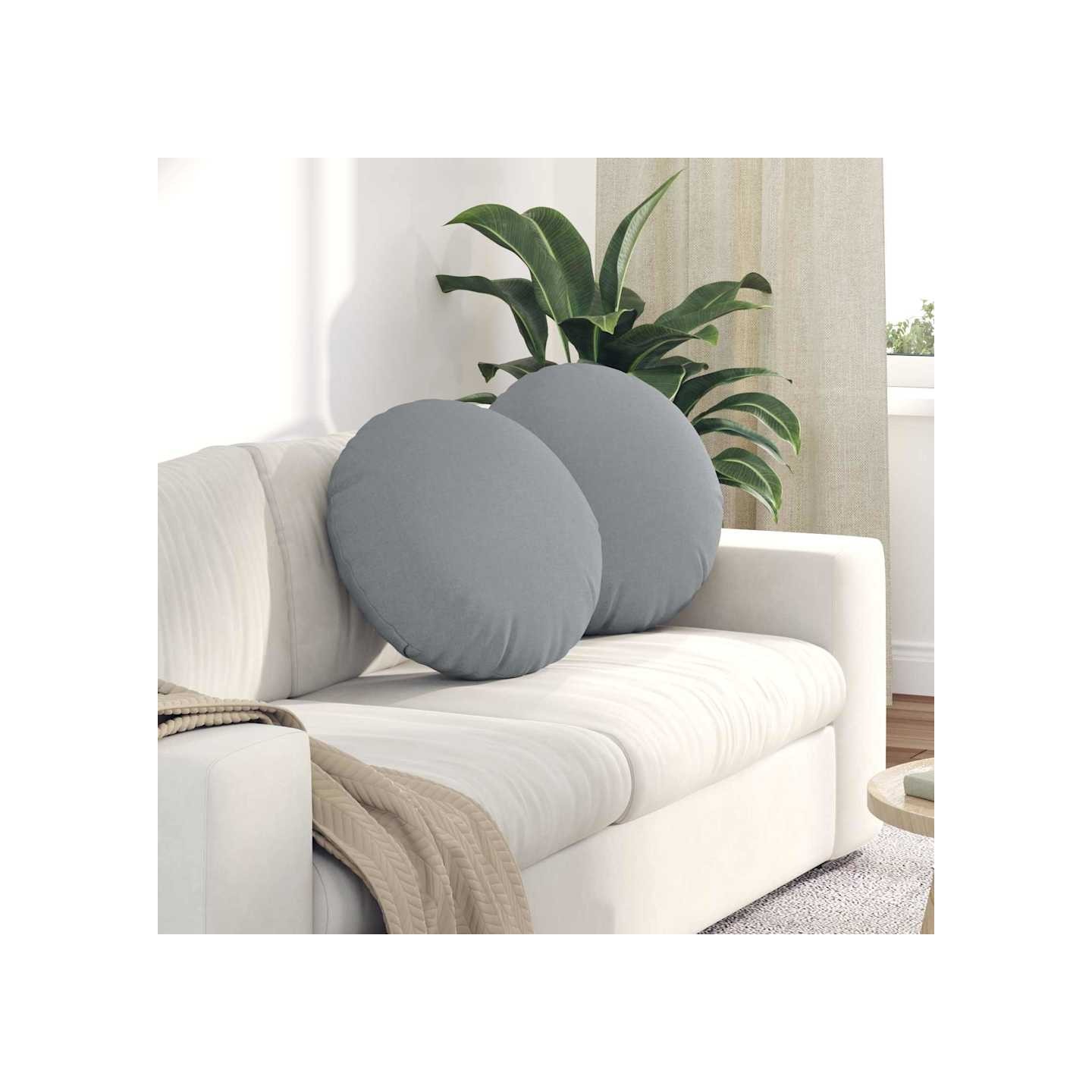 Coussins de siège 2 pc Tissu Gris clair Ø50 x 19 cm