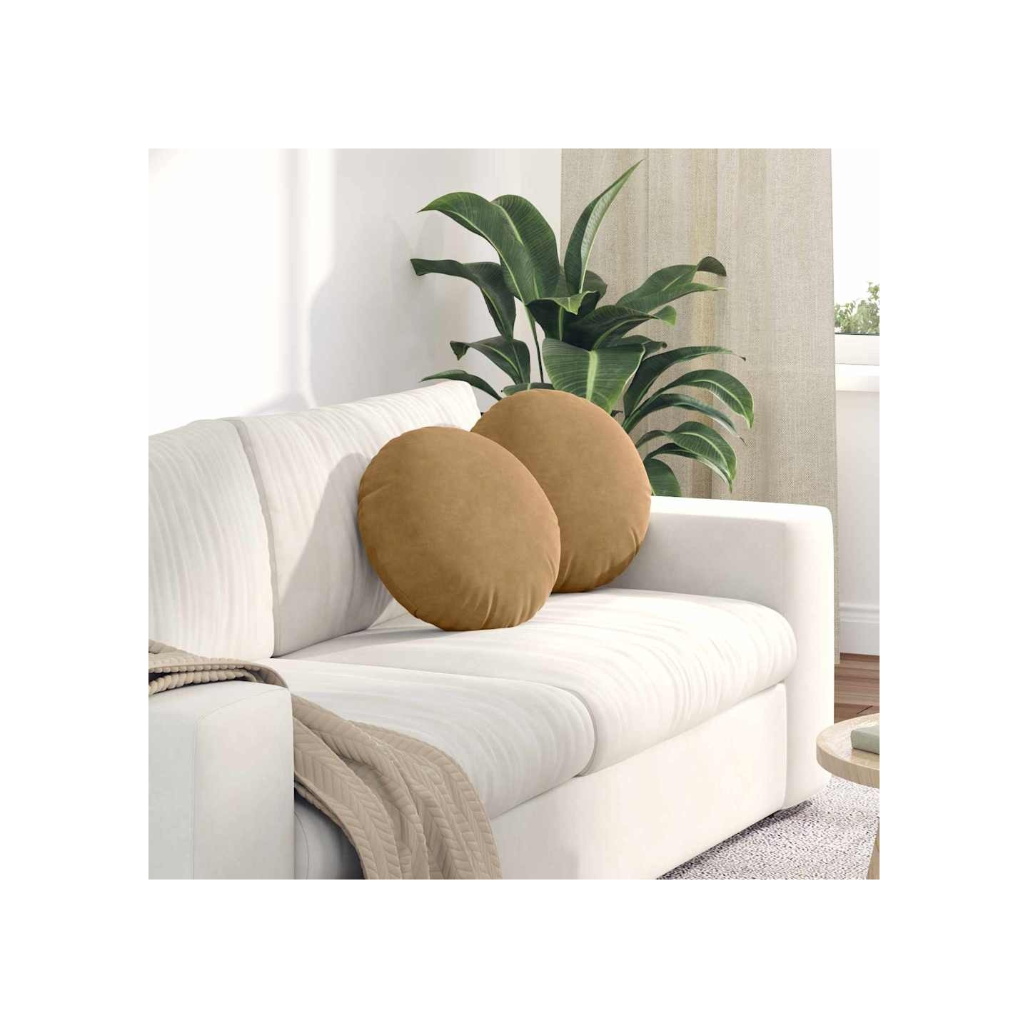 Coussins de siège 2 pcs Marron Ø 40 x 13 cm Velours