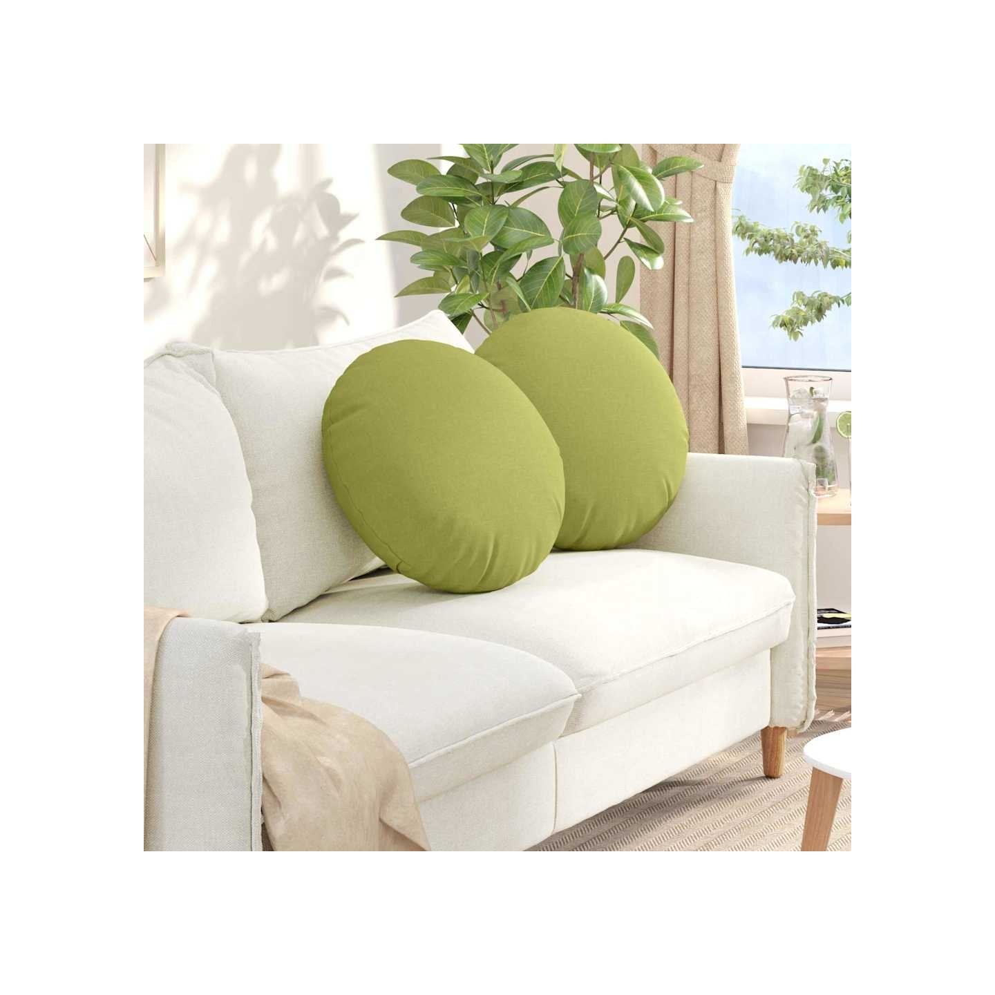 Coussins de siège 2 pc Tissu Vert clair Ø50 x 19 cm