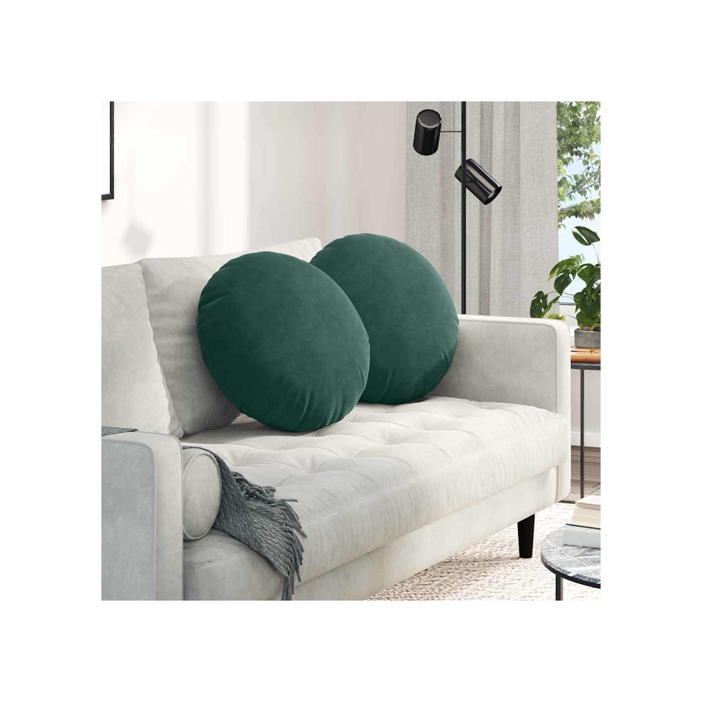 Coussins de siège 2 pc Velours Vert foncé Ø50 x 19 cm