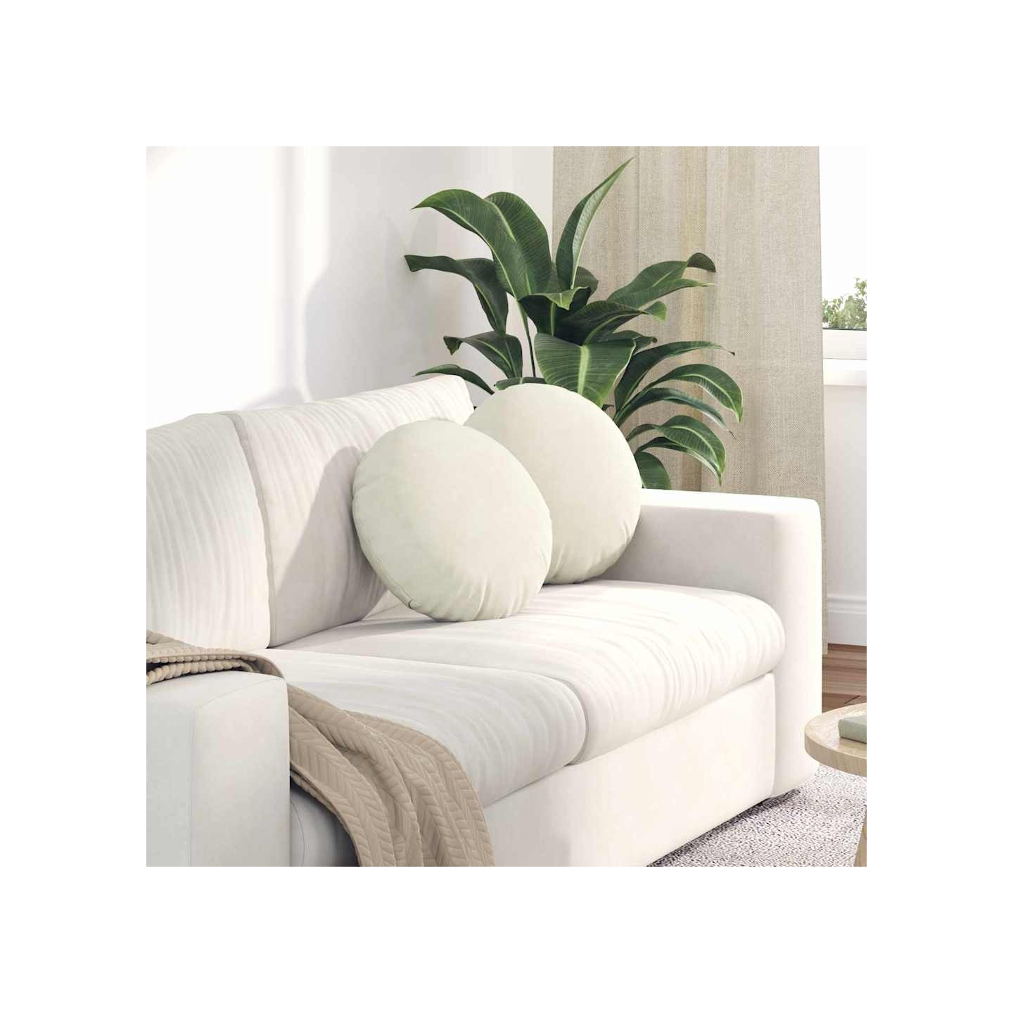 Coussins de siège 2 pcs Crème Ø 40 x 13 cm Velours