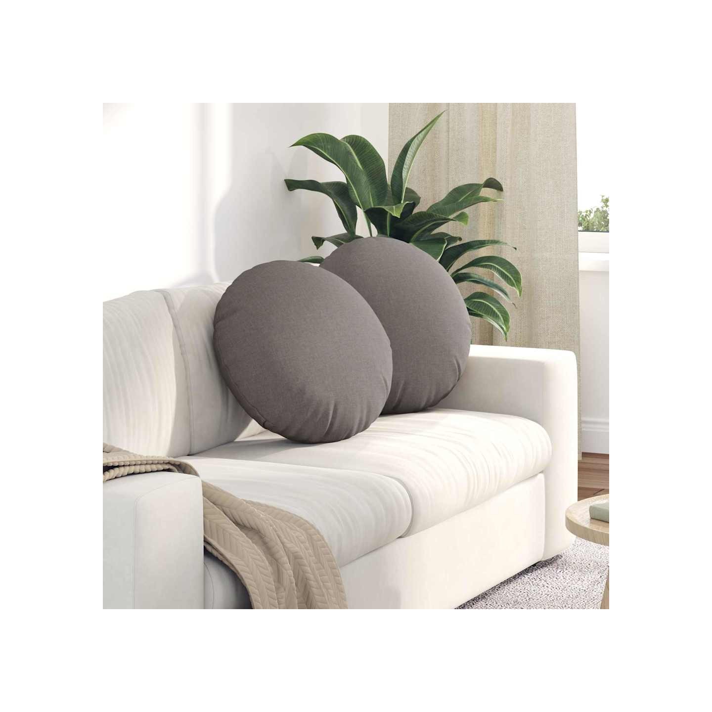 Coussins de siège 2 pc Tissu Taupe Ø50 x 19 cm