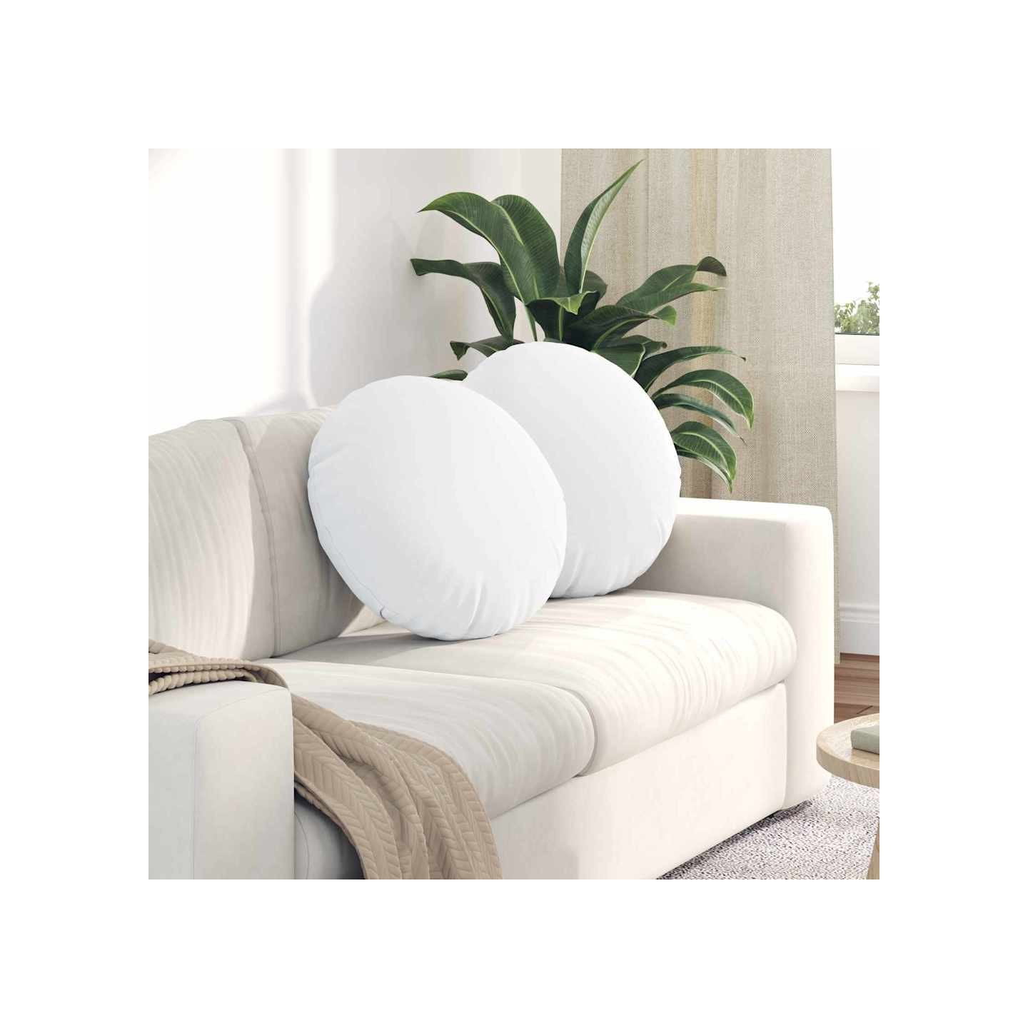 Coussins de siège 2 pc Tissu Blanc Ø50 x 19 cm