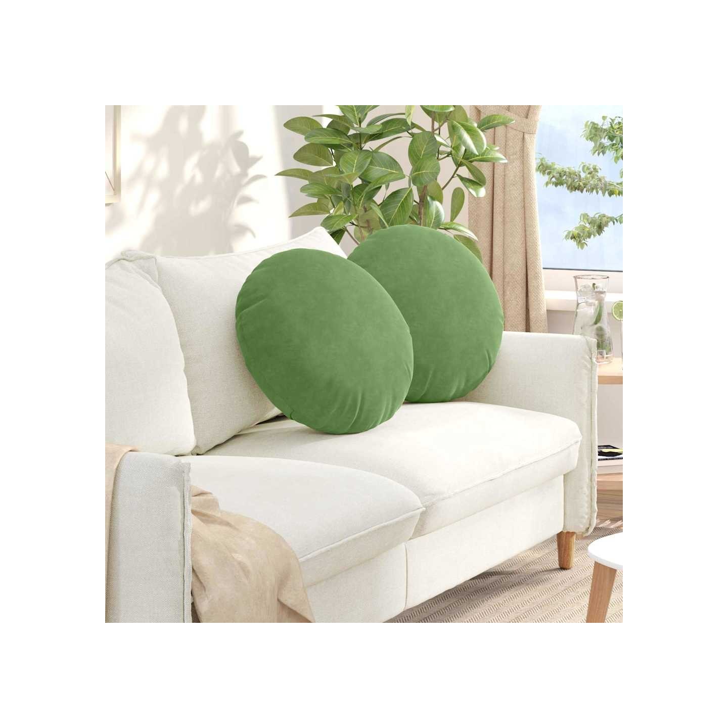 Coussins de siège 2 pc Velours Vert clair Ø50 x 19 cm