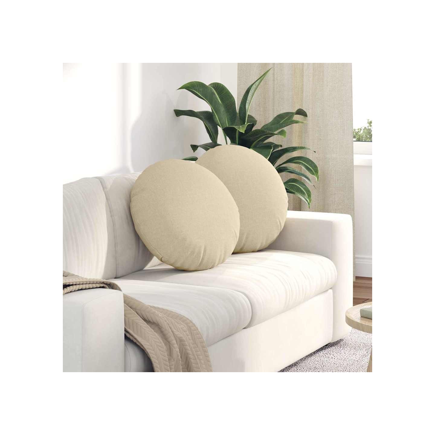 Coussins de siège 2 pc Tissu Crème Ø50 x 19 cm