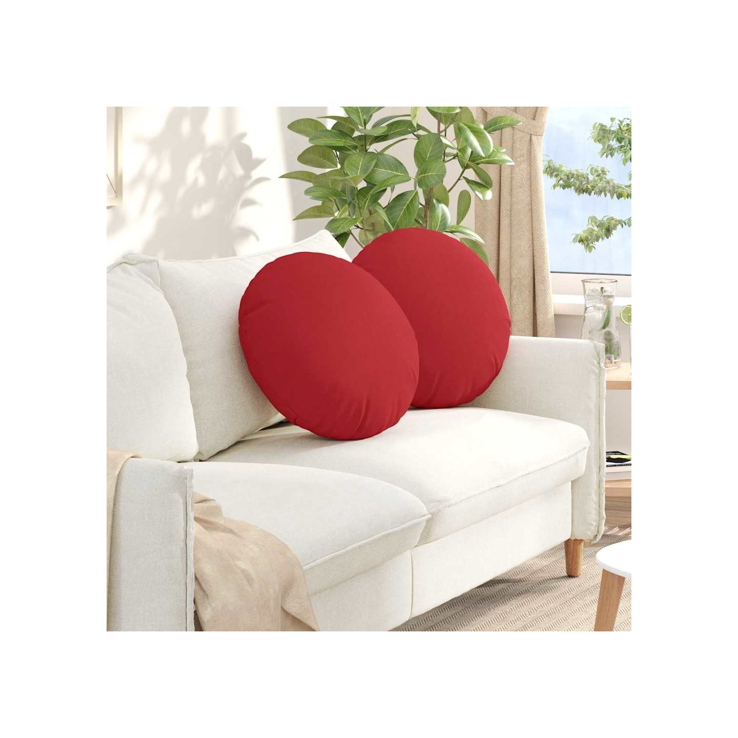 Coussins de siège 2 pc Tissu Rouge Ø50 x 19 cm