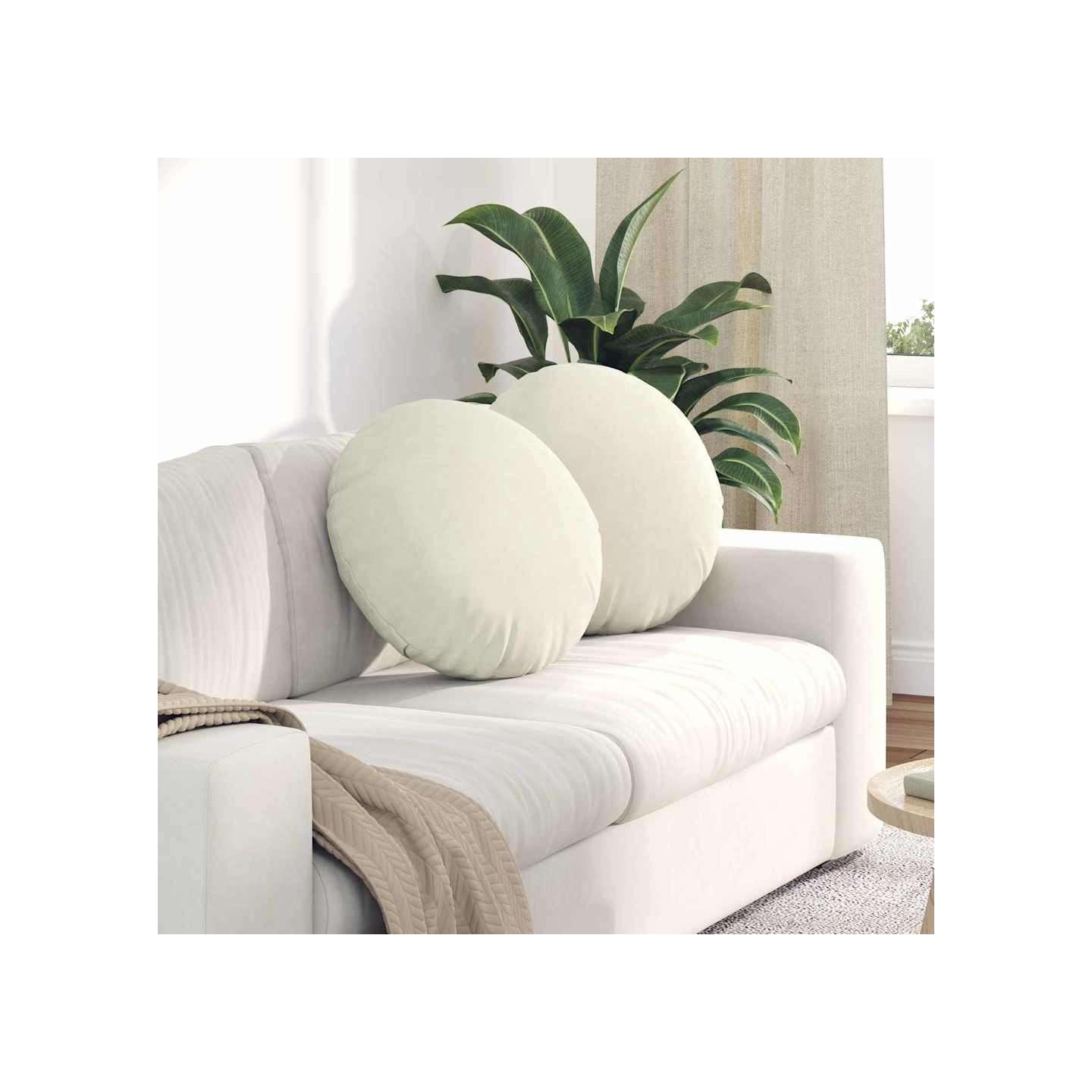Coussins de siège 2 pc Velours Crème Ø50 x 19 cm