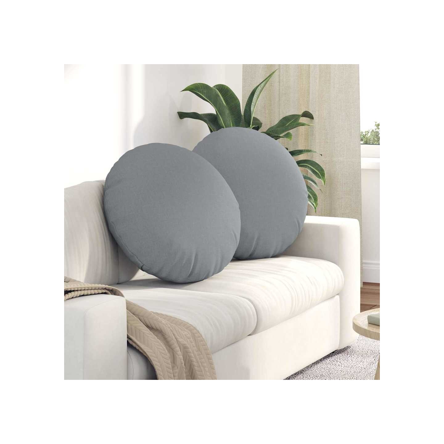 Coussins de siège 2 pc Tissu Gris clair Ø80 x 29 cm