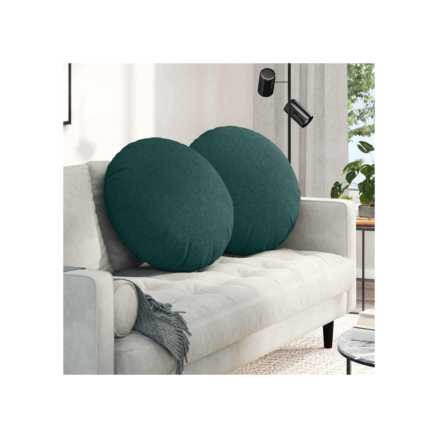 Coussins de siège 2 pc Tissu Vert foncé Ø80 x 29 cm