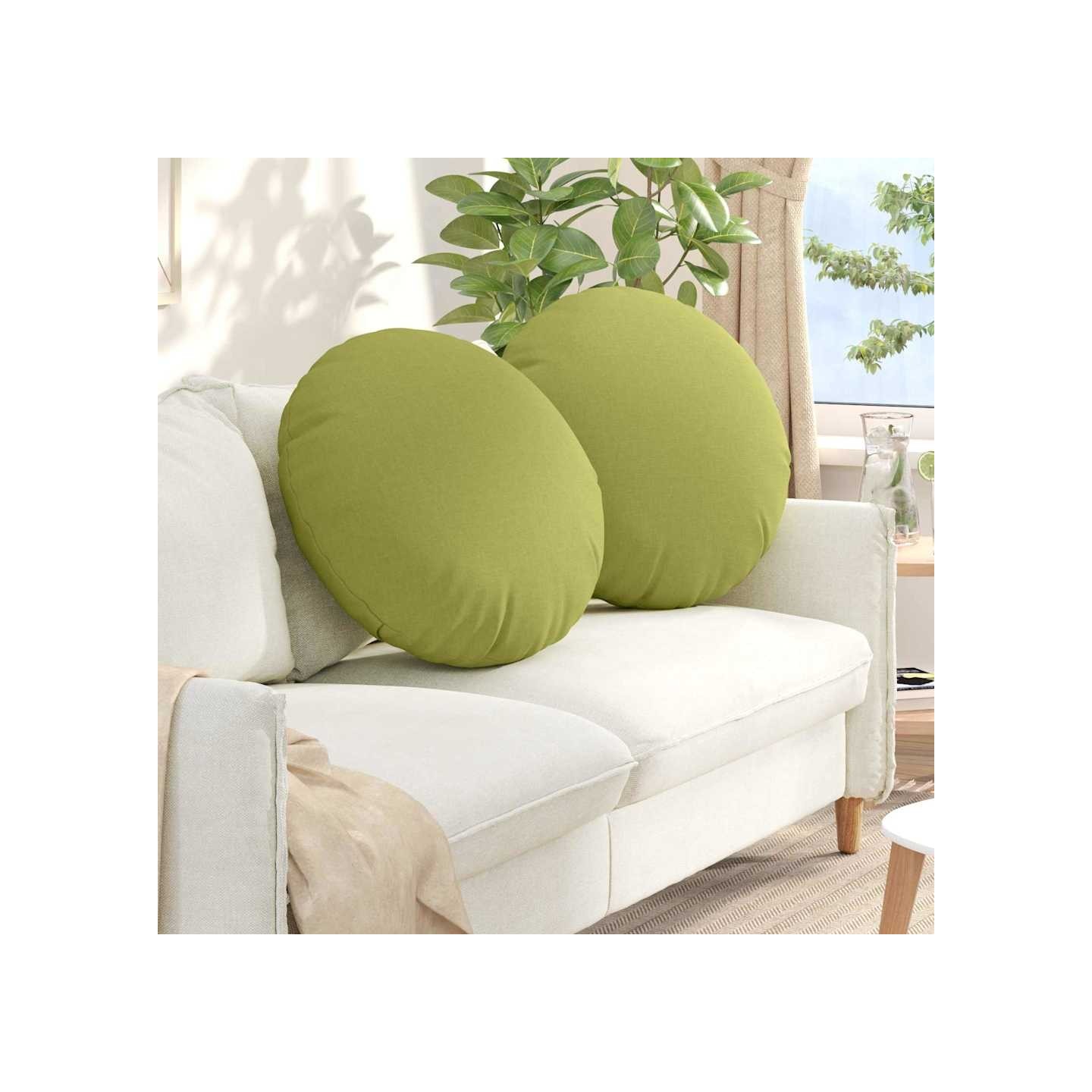 Coussins de siège 2 pc Tissu Vert clair Ø80 x 29 cm