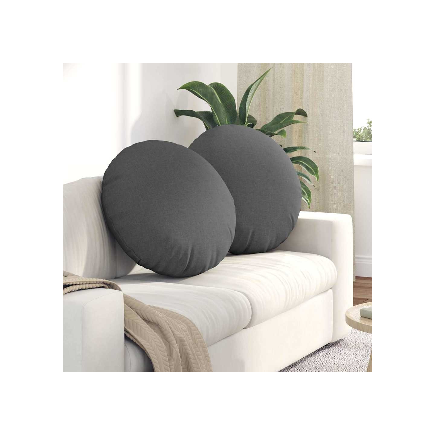 Coussins de siège 2 pc Tissu Gris foncé Ø80 x 29 cm