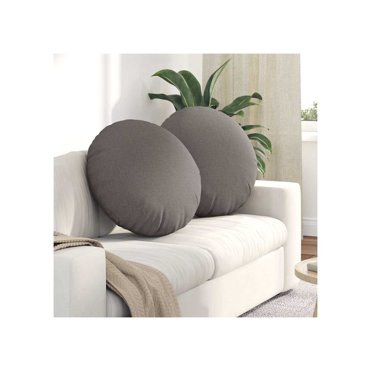 Coussins de siège 2 pc Tissu Taupe Ø80 x 29 cm