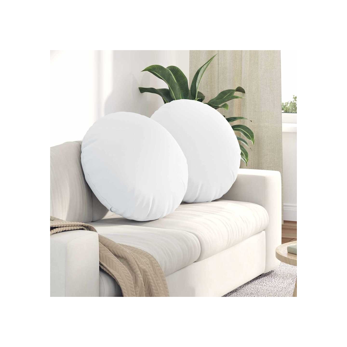 Coussins de siège 2 pc Tissu Blanc Ø80 x 29 cm