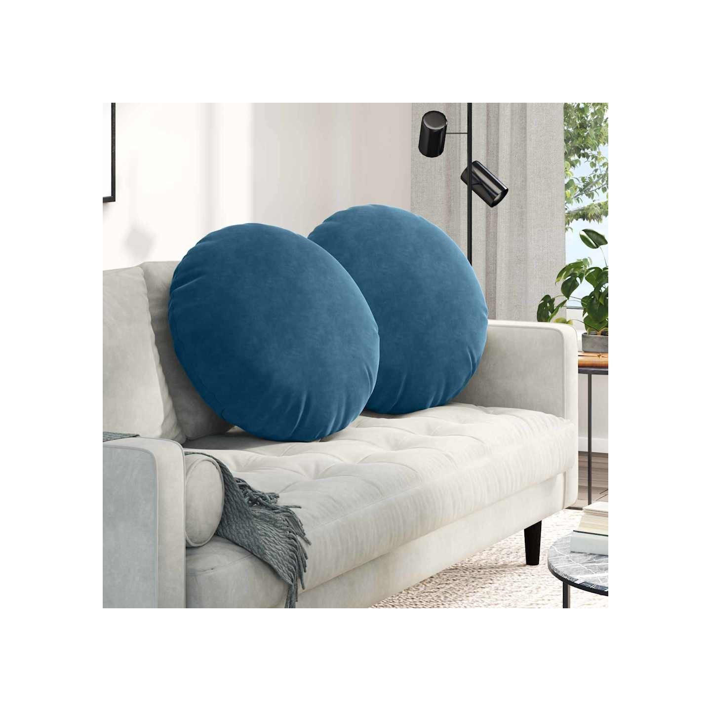 Coussins de siège 2 pc Velours Bleu Ø 80 x 29 cm