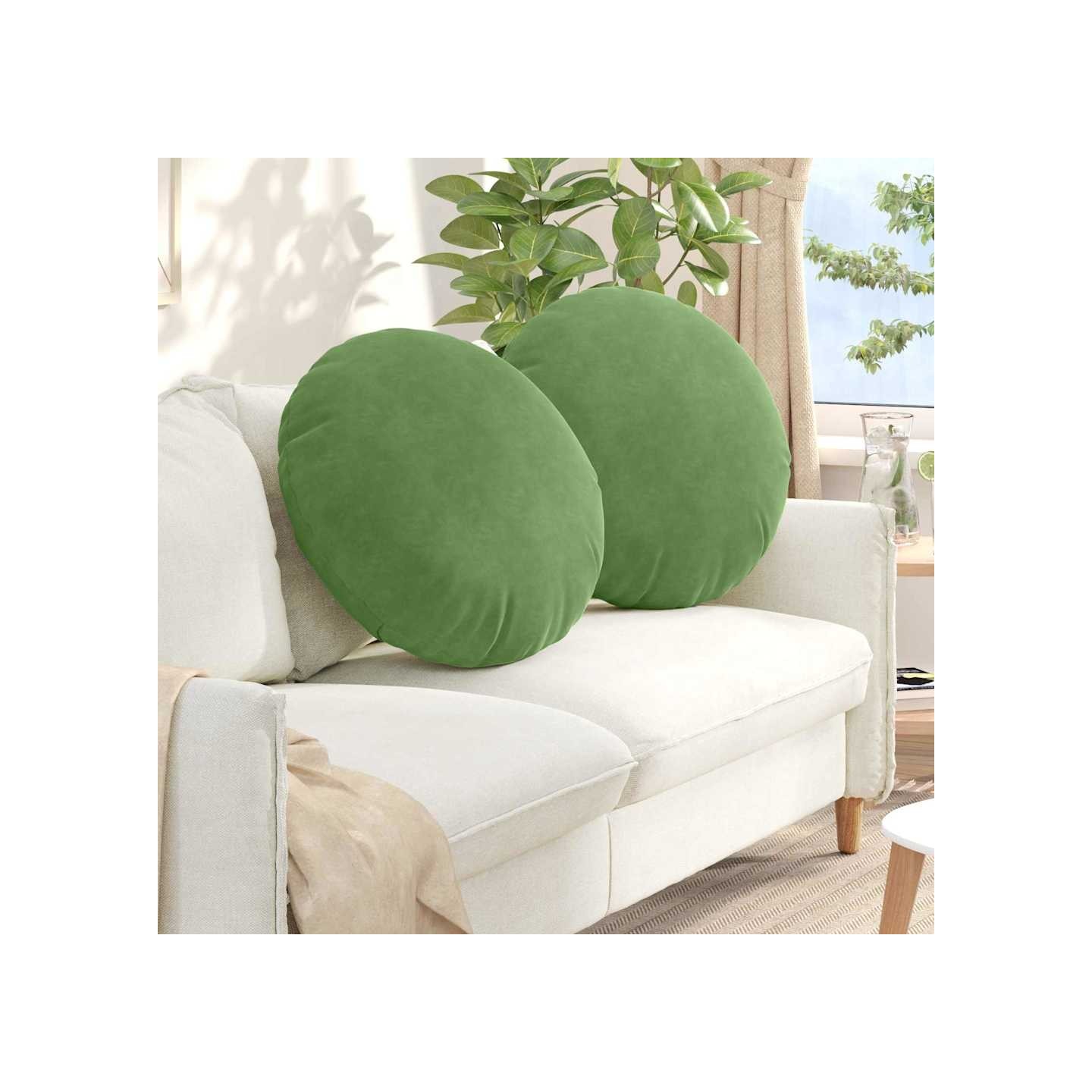 Coussins de siège 2 pcs Vert clair Ø 40 x 13 cm Velours