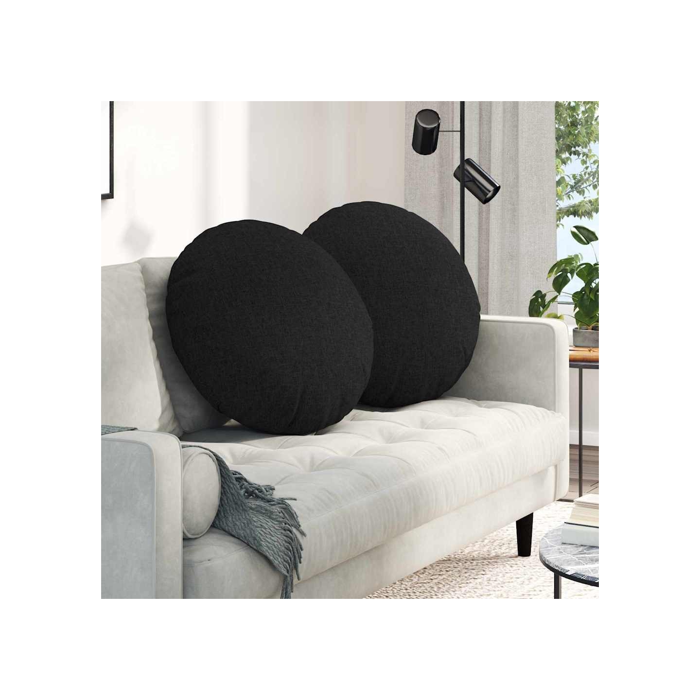 Coussins de siège 2 pc Tissu Noir Ø80 x 29 cm
