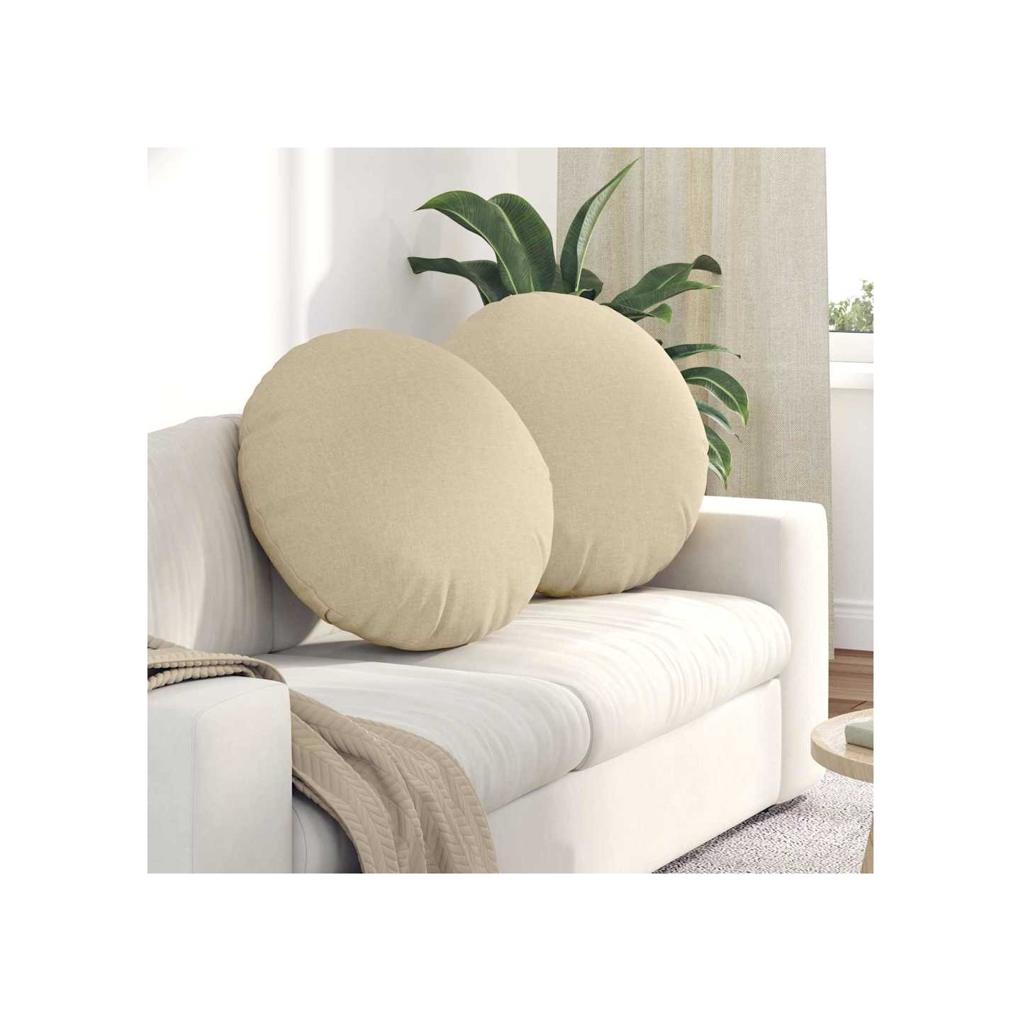 Coussins de siège 2 pc Tissu Crème Ø80 x 29 cm