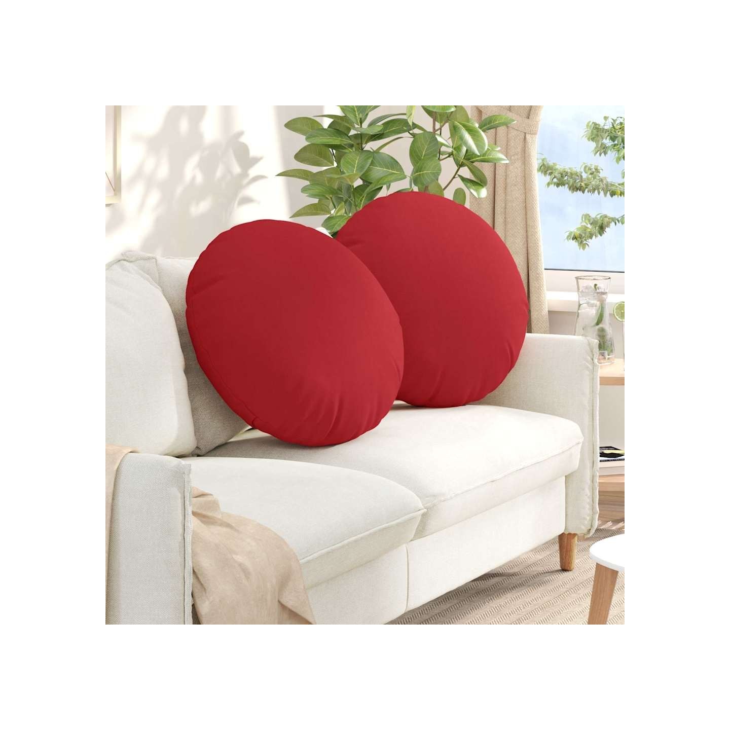 Coussins de siège 2 pc Tissu Rouge Ø80 x 29 cm