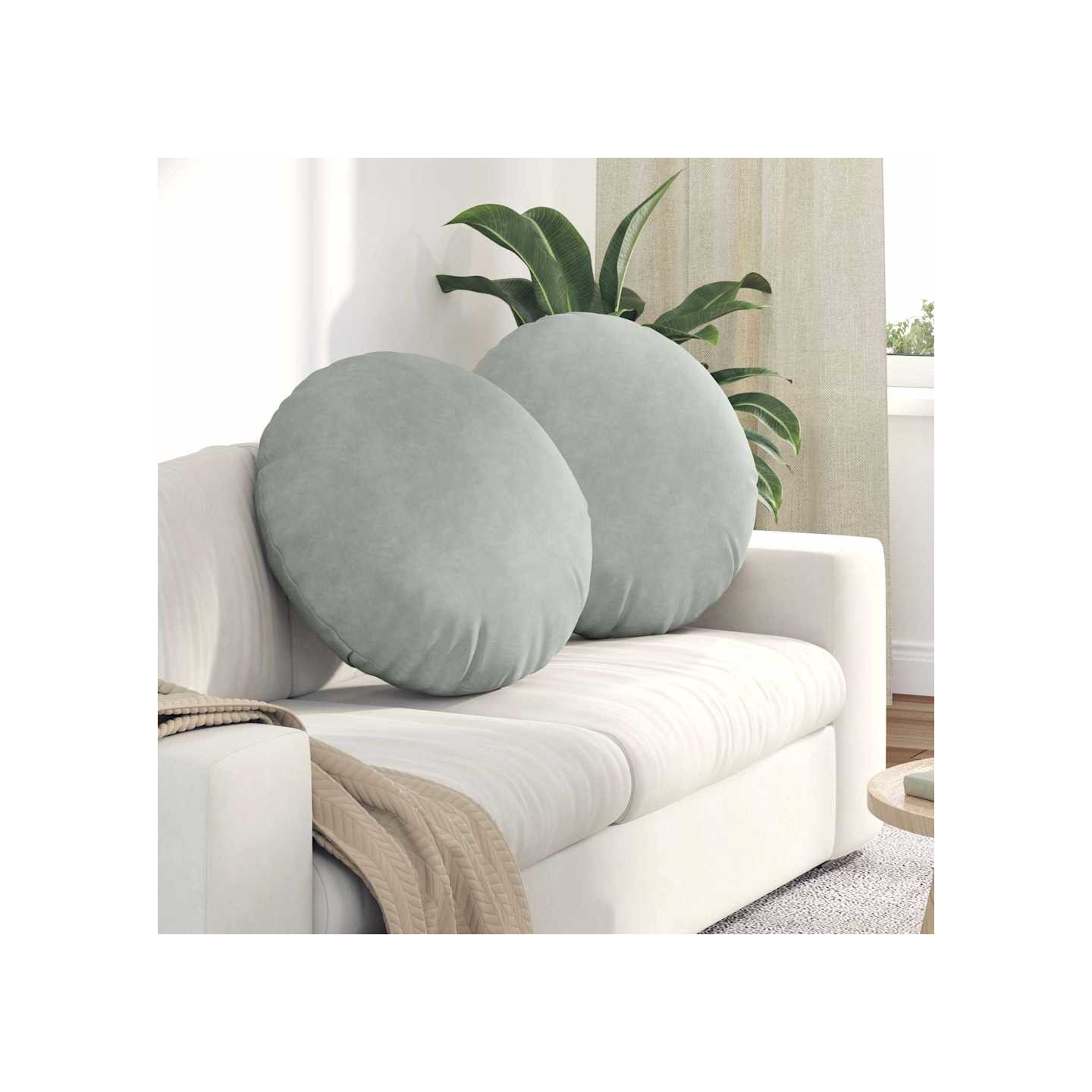 Coussins de siège 2 pcs Gris clair Ø 40 x 13 cm Velours