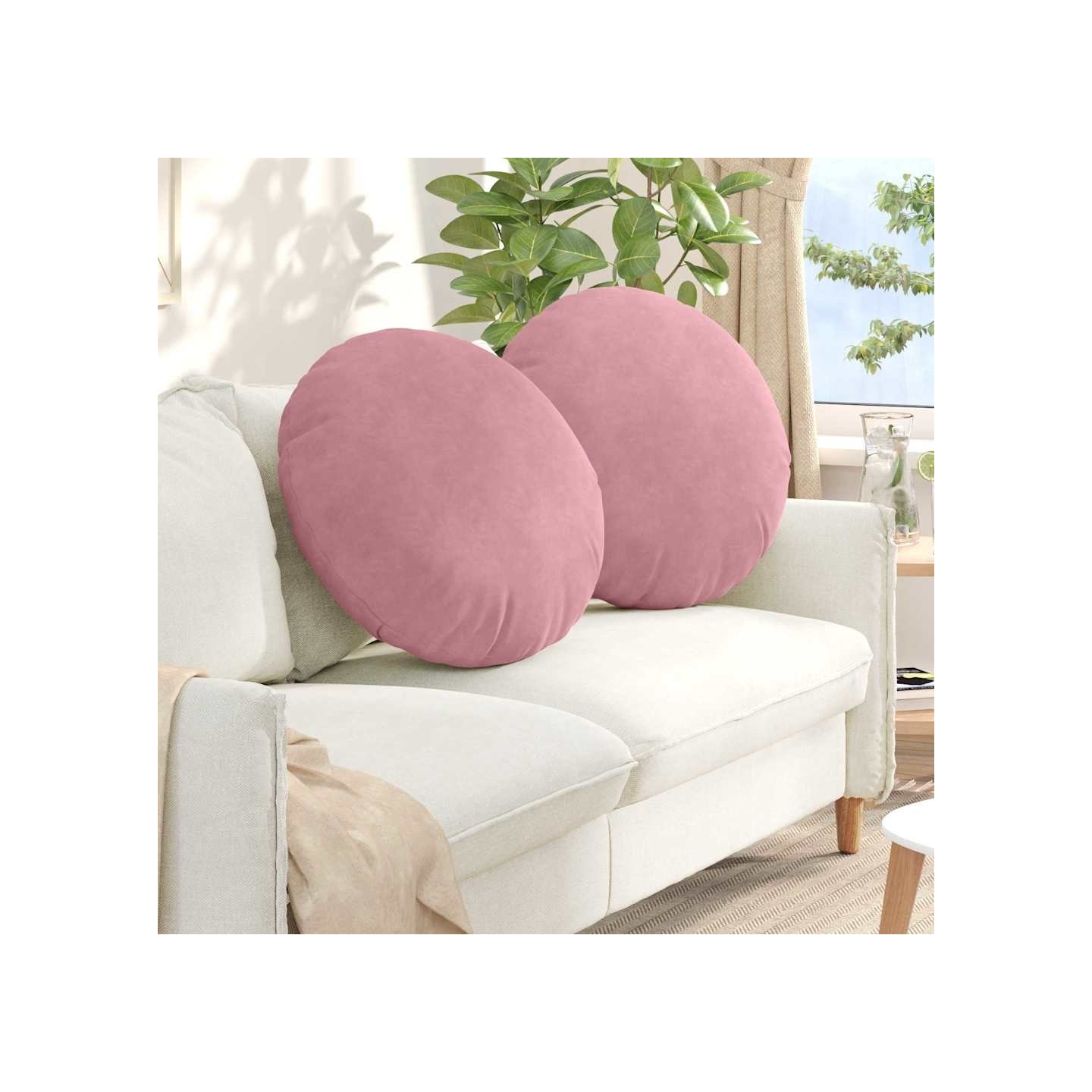 Coussins de siège 2 pc Velours Rose Ø 80 x 29 cm