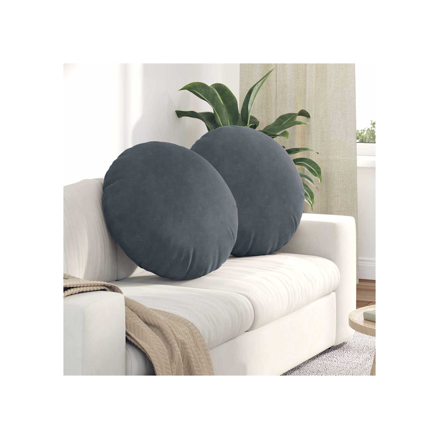 Coussins de siège 2 pcs Gris foncé Ø 40 x 13 cm Velours