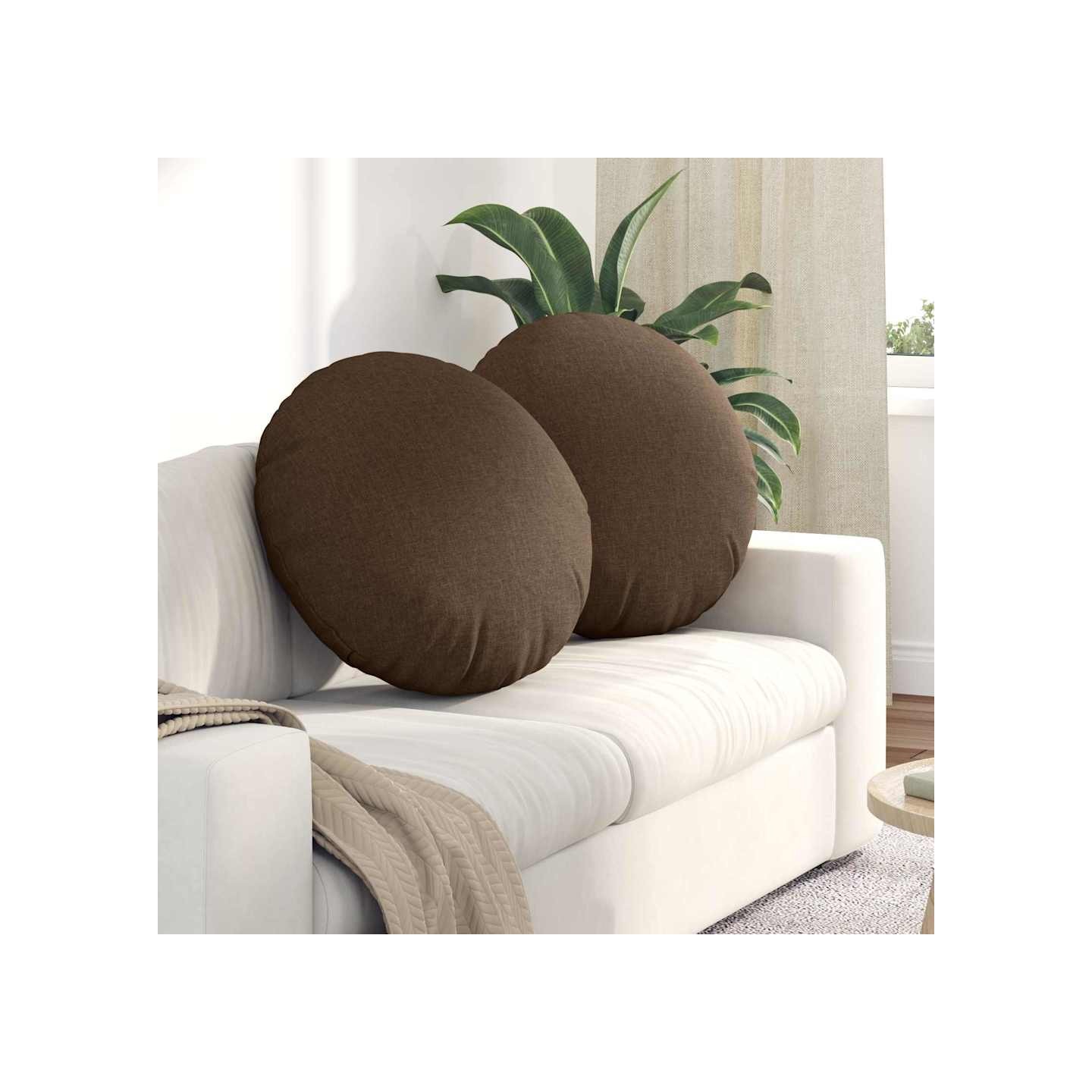 Coussins de siège 2 pc Tissu Marron Ø80 x 29 cm